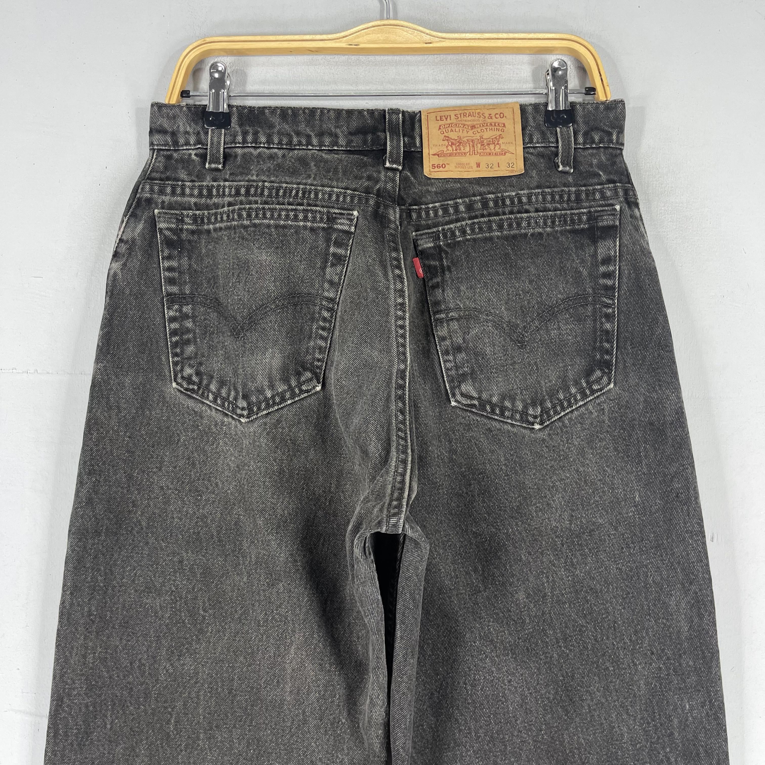 Jean × Levi's × Levi's Vintage Clothing W31 L32 Vintage Levis 560 Paint Splatter Black Wash Jeans Size 31" - 9 Thumbnail