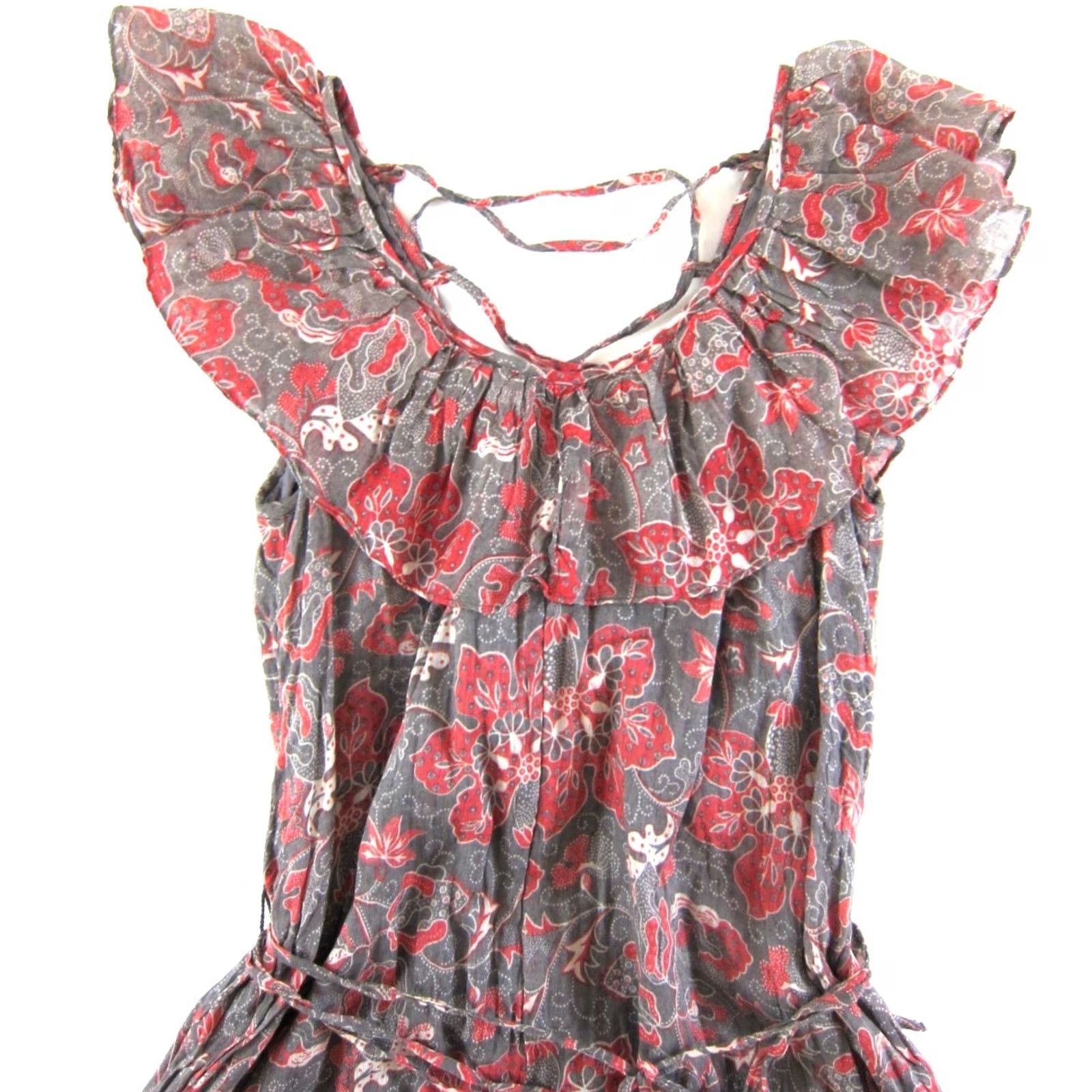 French Connection French Connection Dress Cap Sleeve Shift 100% Cotton Pink 2 Womens Knee Length Ruffle Floral Pattern Size XS / US 0-2 / IT 36-38 - 4 Thumbnail