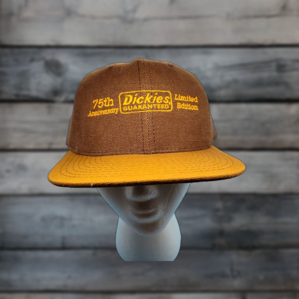 Dickies VINTAGE Dickies Men Snapback Hat 75th Anniversary Limited Edition USA Brown Canvas One Size Adjustable Rare Size ONE SIZE - 1 Thumbnail