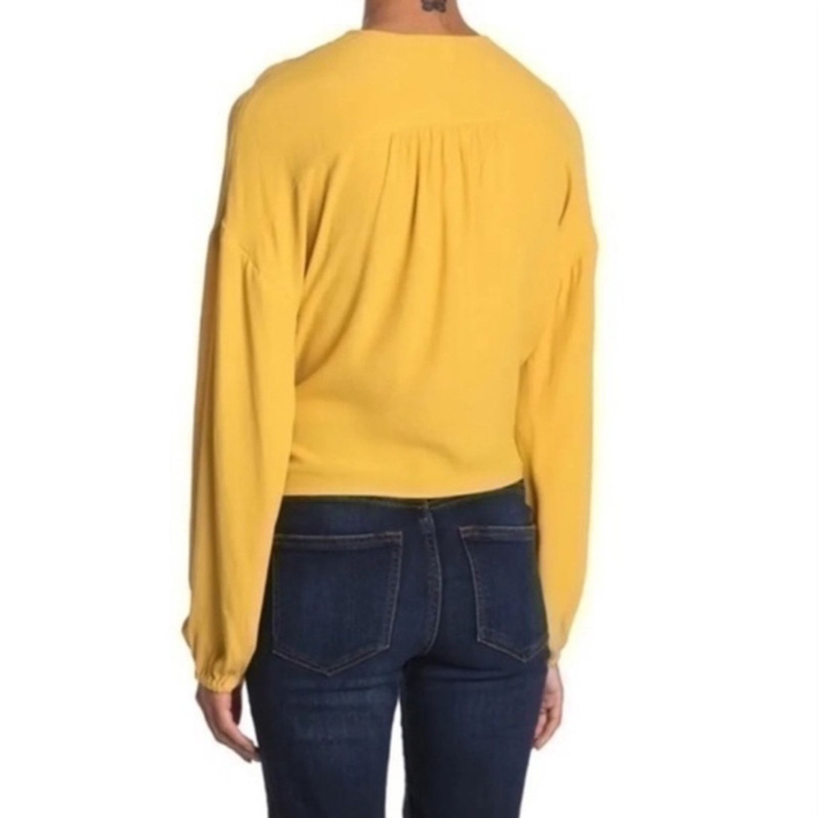 Madewell Madewell Raelynn Long Sleeve Gold Yellow Wrap Tie Top Size S Size S / US 4 / IT 40 - 2 Thumbnail