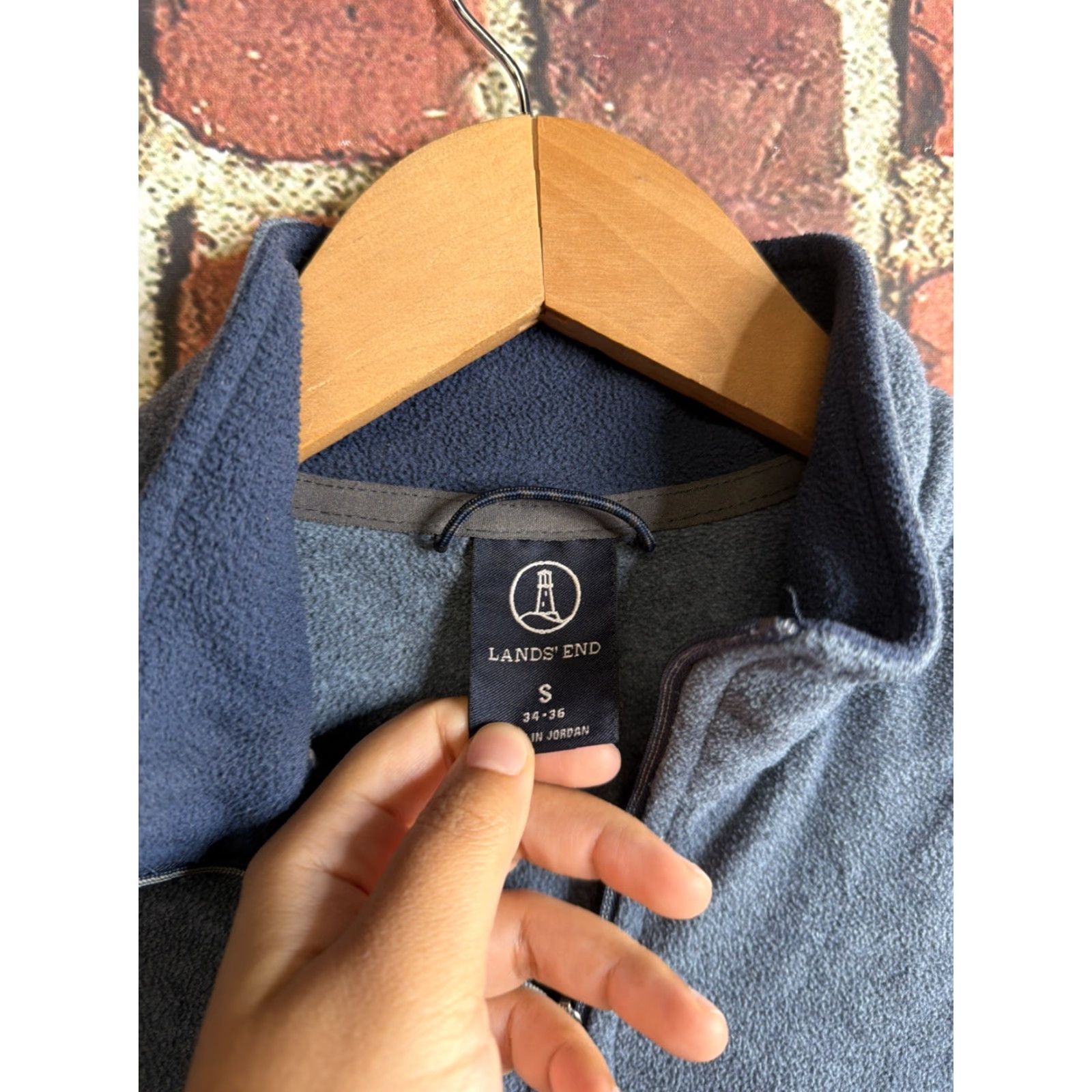 Lands' End Lands’ End Men’s Blue Fleece Pullover Quarter Zip Shirt Size S Size US S / EU 44-46 / 1 - 2 Thumbnail