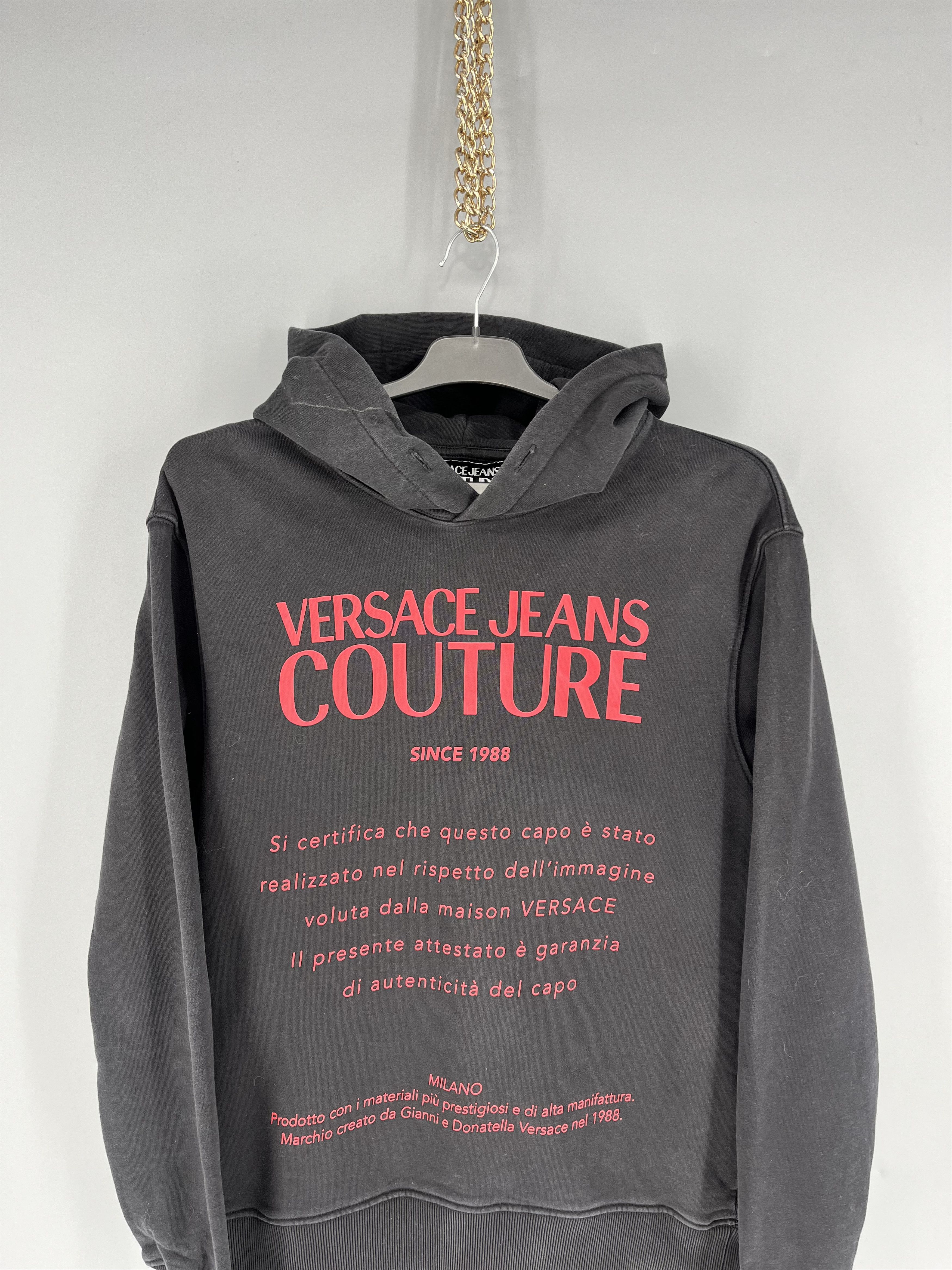 Versace Jeans Couture Versace Jeans Couture Men's Black Red Logo Hooded Sweatshirt Size US S / EU 44-46 / 1 - 6 Thumbnail