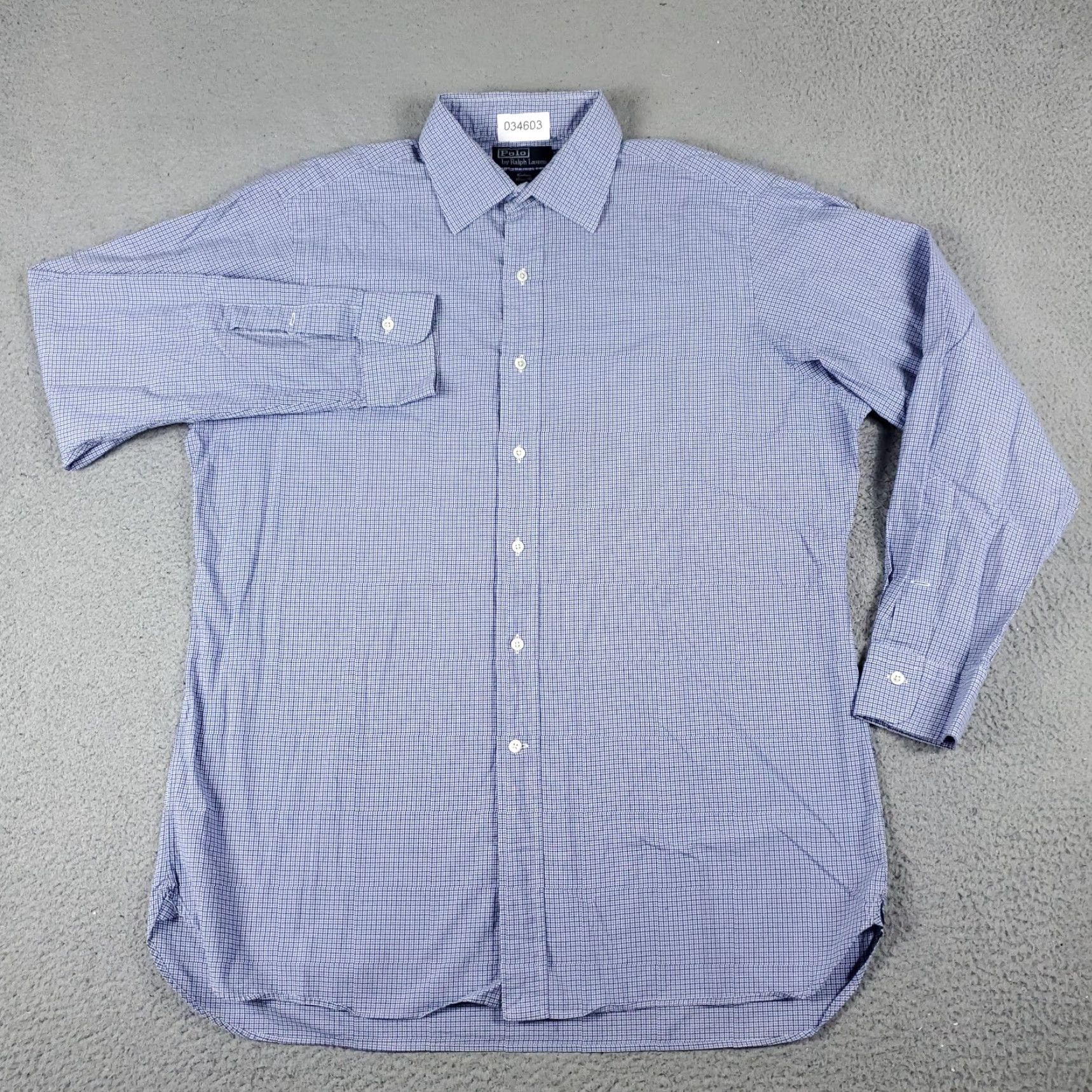 Ralph Lauren Ralph Lauren Shirt Mens Dress Blue Plaid 16.5 Button-Down Long Sleeve Cotton 100% Classic Non-Iron Pockets Size 42R - 2 Thumbnail