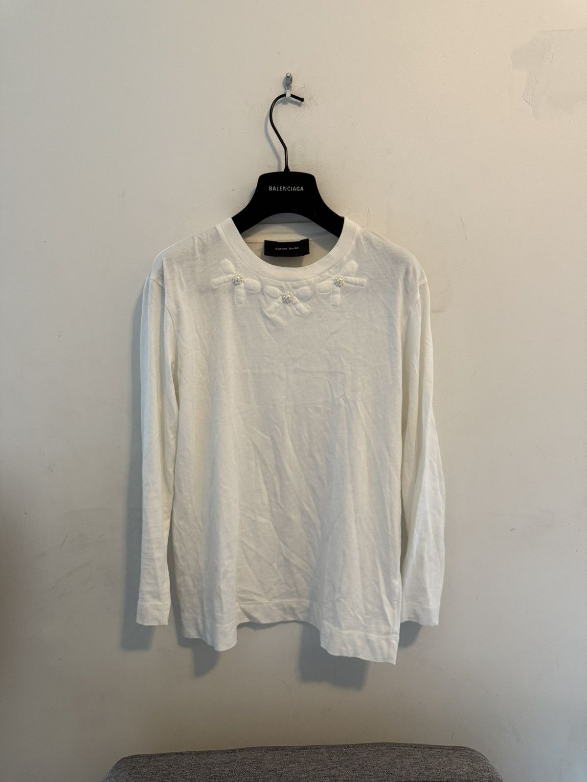 Simone Rocha pearl bow long sleeve shirt