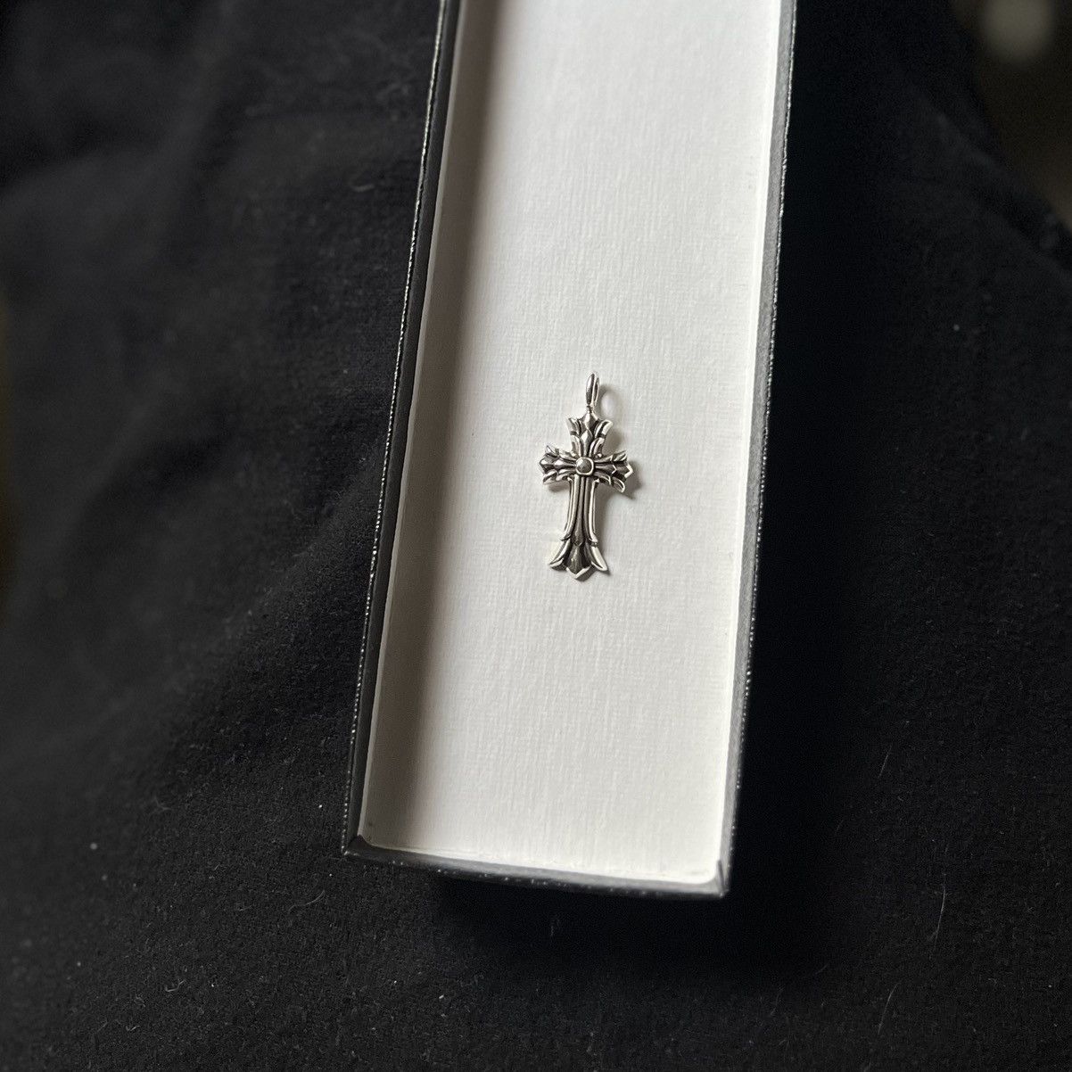 Pre-owned Chrome Hearts Double Cross Charm Pendant In Silver