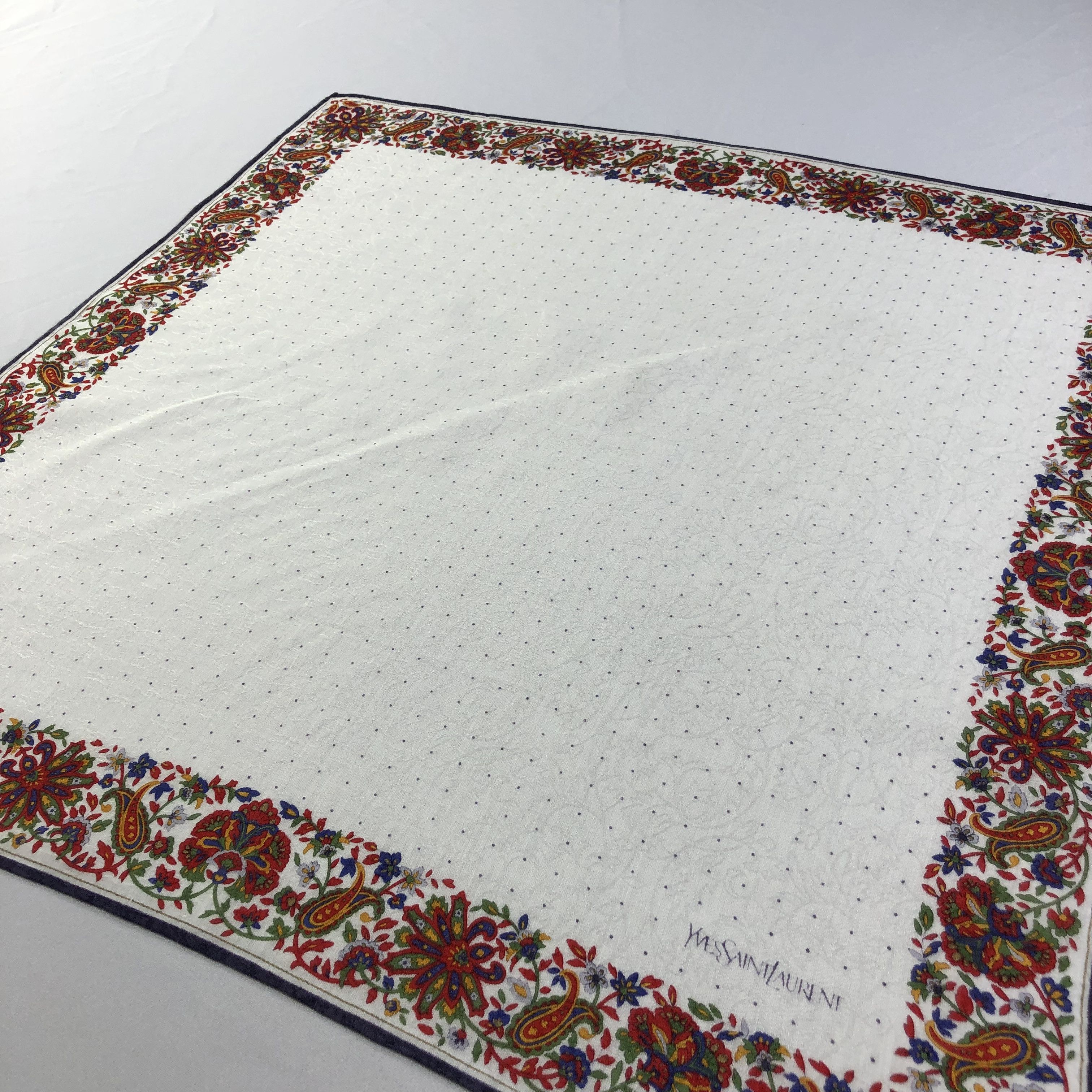 Yves Saint Laurent YSL Hand Rolled Handkerchief Neckerchief Bandana H1817 Size ONE SIZE - 3 Thumbnail