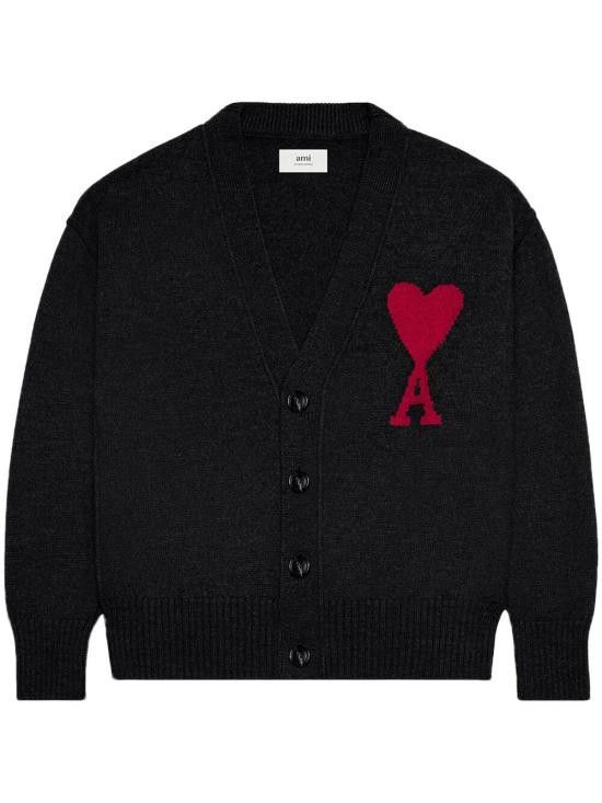 AMI AMI Men Sweater BFUKC006018 009 NOIR ROUGE | Grailed