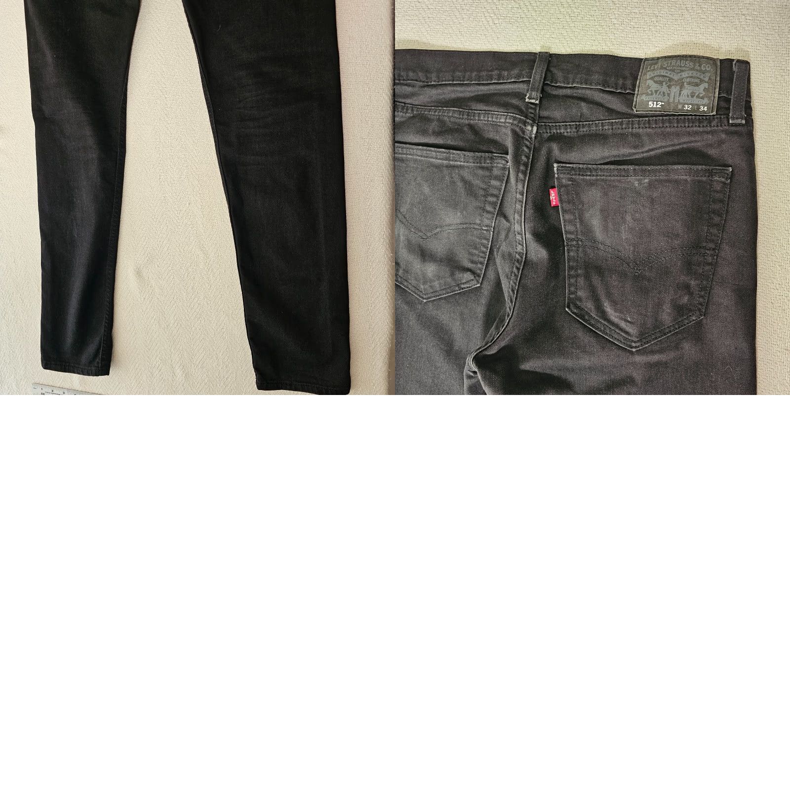 Levi's Levi's 512 Jeans Slim Regular 32x34 Dark Wash Black Denim Stretch Tapered Men’s Jeans - 5-Pocket Logo Button Zip Inseam 34 Mid Rise Mens Size US 32 / EU 48 - 9 Thumbnail