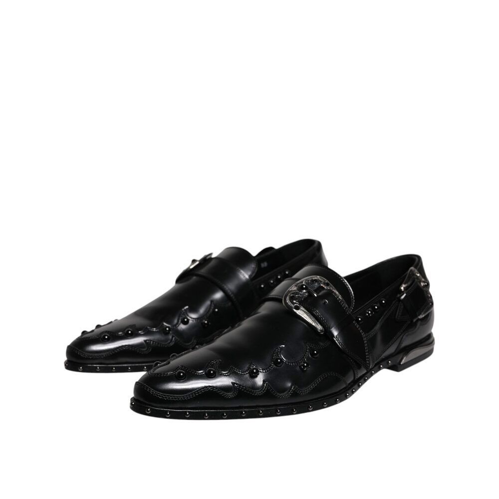 Dolce & Gabbana Dolce & Gabbana Black Embellished Derby Monk Strap Shoes Size US 11 / EU 44 - 3 Thumbnail