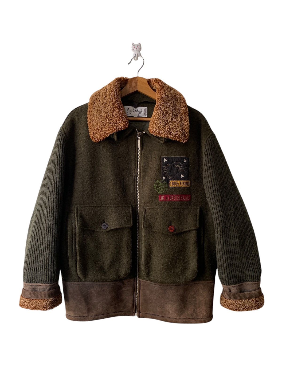 Jean Charles De Castelbajac × Vintage 1980s - Jean De Castelbajac Wool/Knit Flying Fur Jacket Size US L / EU 52-54 / 3 - 1 Thumbnail