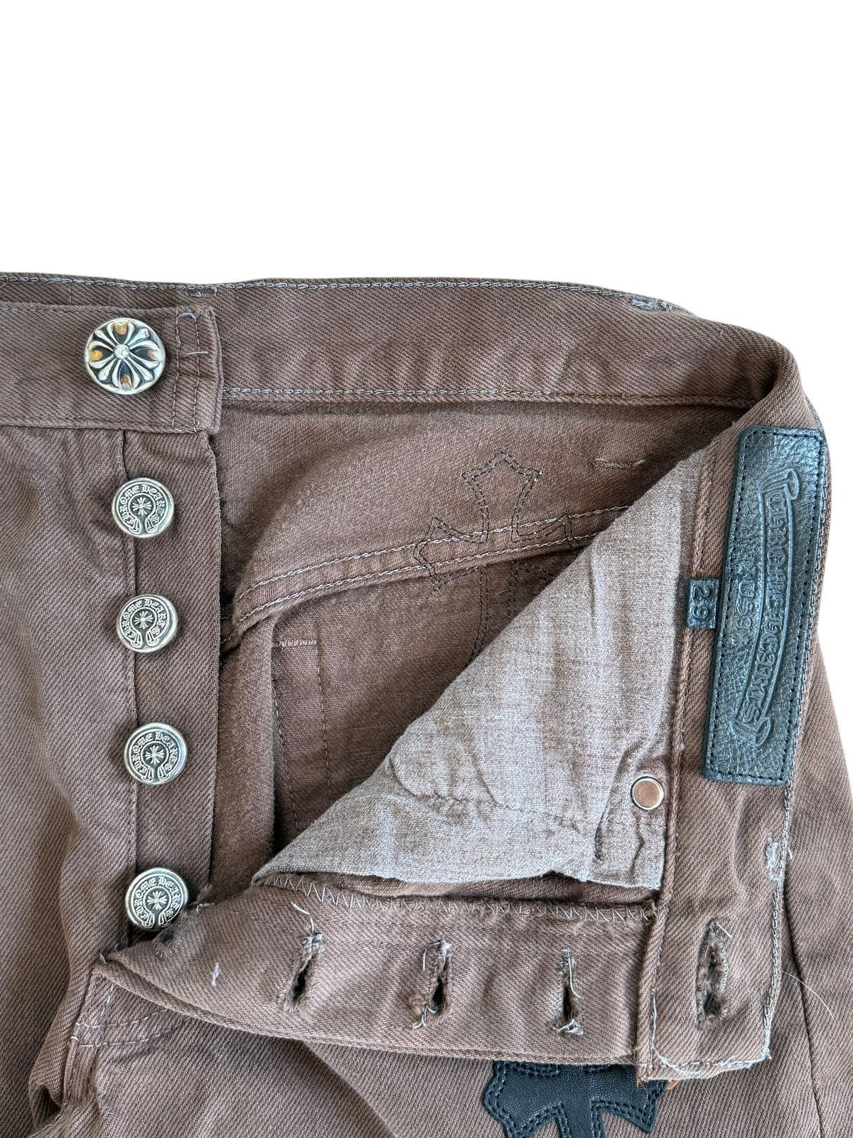 Chrome Hearts × Levi's OFFSET Personal Chrome Hearts Brown Levi’s Cross Patch Jeans Size US 29 - 9 Thumbnail