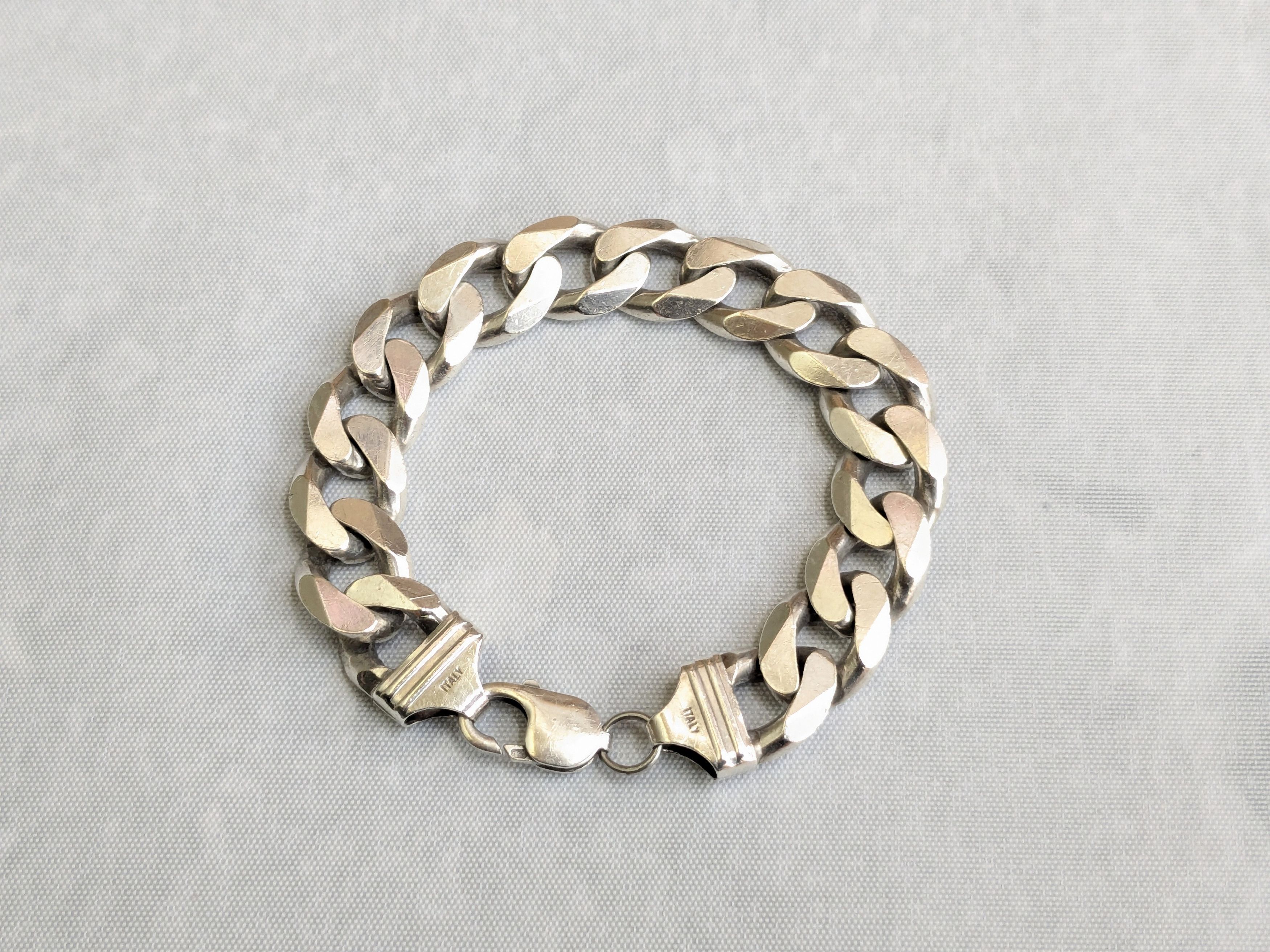 Jewelry Vintage Sterling Silver Cuban Bracelet Link Chain 8.5" Size ONE SIZE - 4 Thumbnail