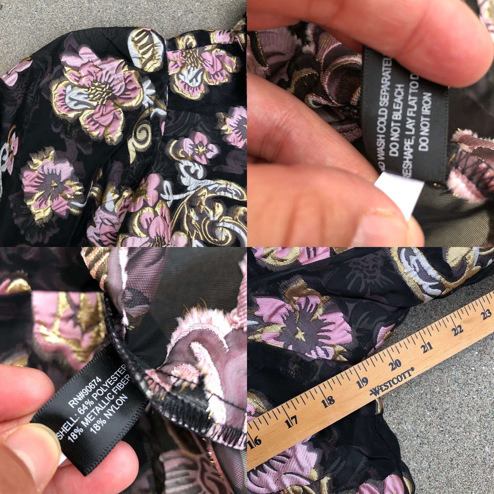 Boston Proper Boston Proper Shirt Women's MED Black Floral Embroidered Button-Up Top Size M / US 6-8 / IT 42-44 - 8 Thumbnail