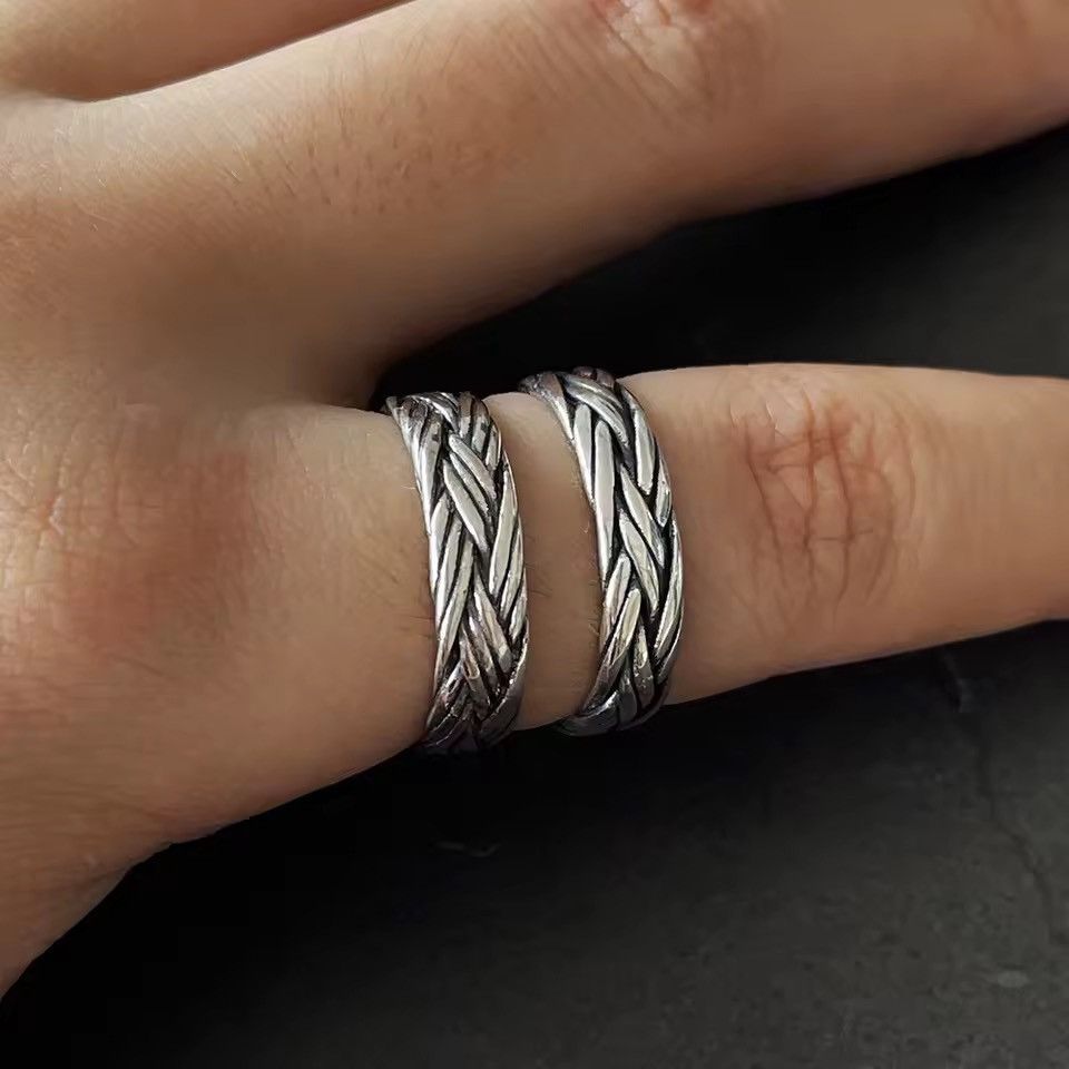 Sterling Silver 925 Sterling Silver Braided Punk Ring Size ONE SIZE - 5 Thumbnail