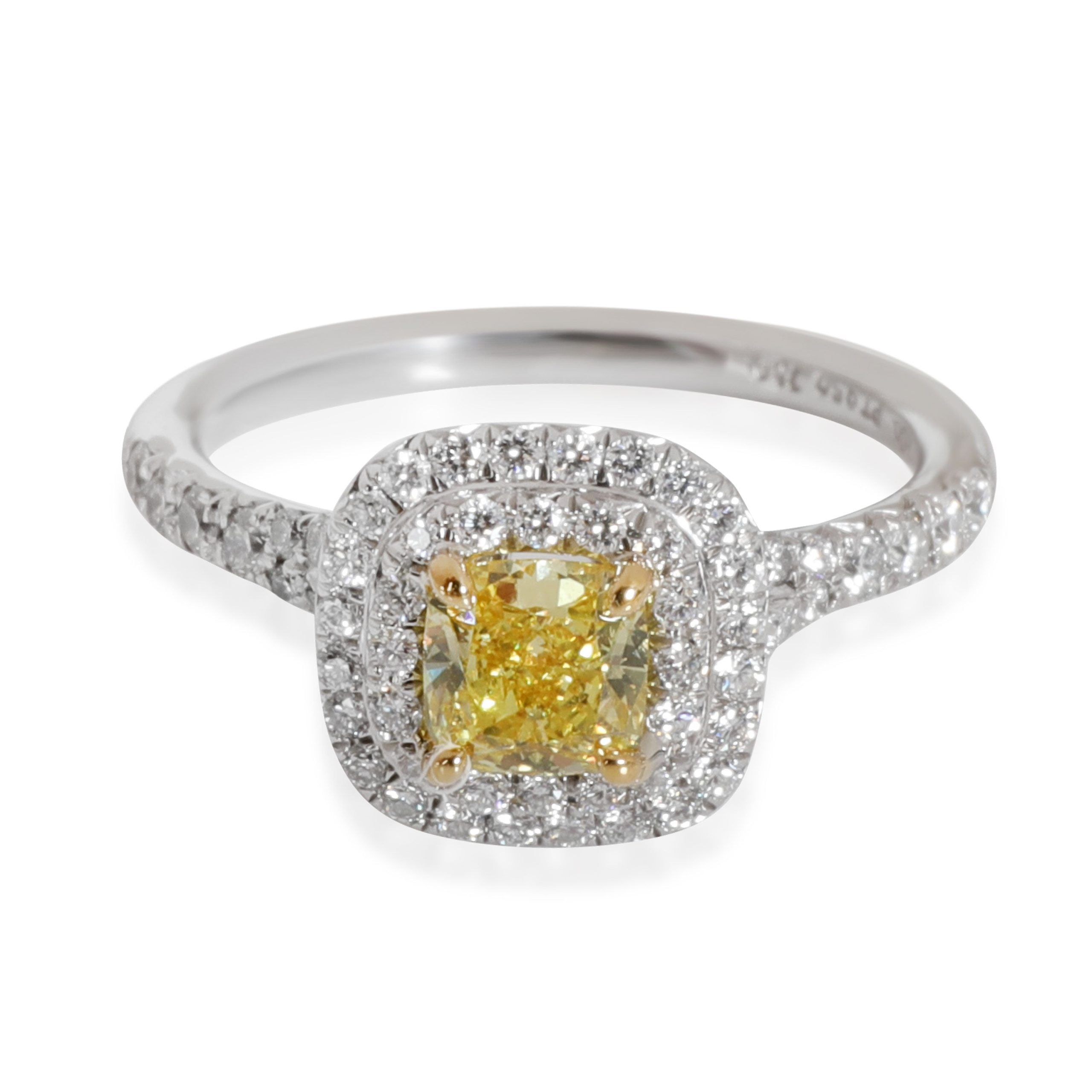 image of Tiffany Co Tiffany & Co. Fancy Yellow Soleste Diamond Engagement Ring In Platinum 0.80 Ctw, Women's