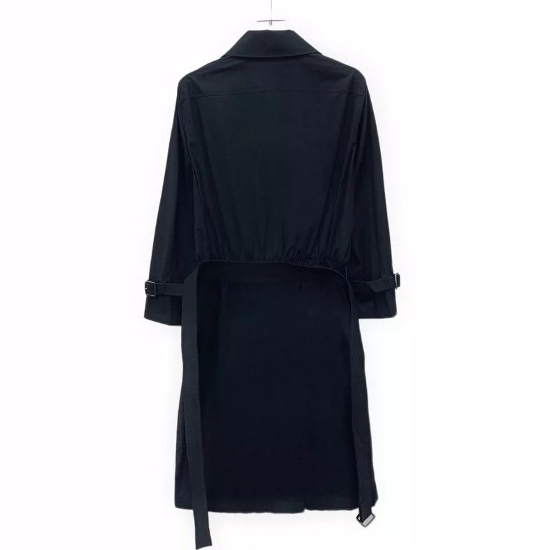 Max Mara Max Mara Dark Blue Cotton Long Sleeve Belted Shirt Dress Size L / US 10 / IT 46 - 2 Thumbnail
