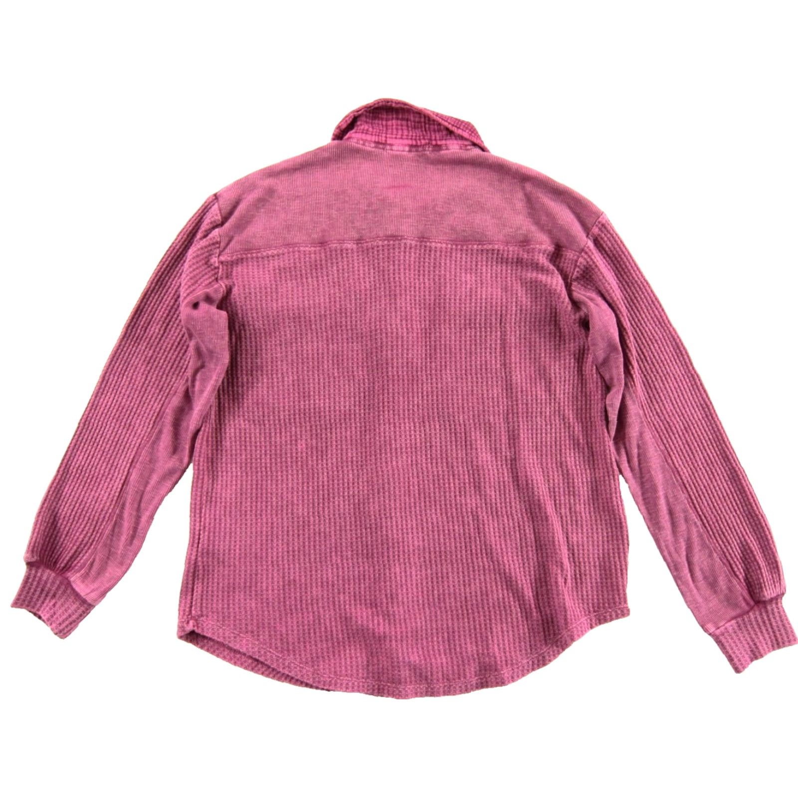 Vintage BRIGGS Blouse Women's Dark Pink NWT Long Sleeve Pocket Collared Waffle Cotton Blouse S Pink Casual Shirt Womens Size S / US 4 / IT 40 - 2 Thumbnail