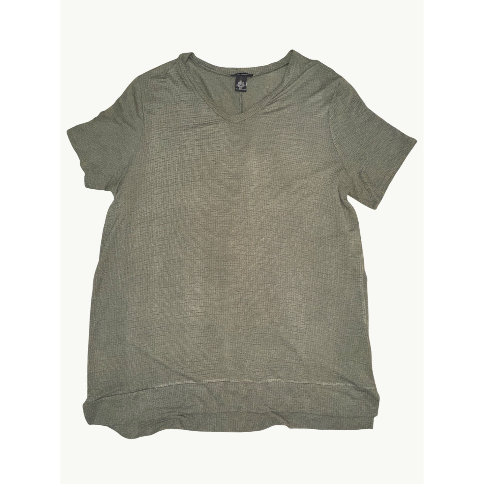 Other Adrianna Papell XL Olive Waffle Knit V Neck Short Sleeve Tee Size US XL / EU 56 / 4 - 2 Thumbnail
