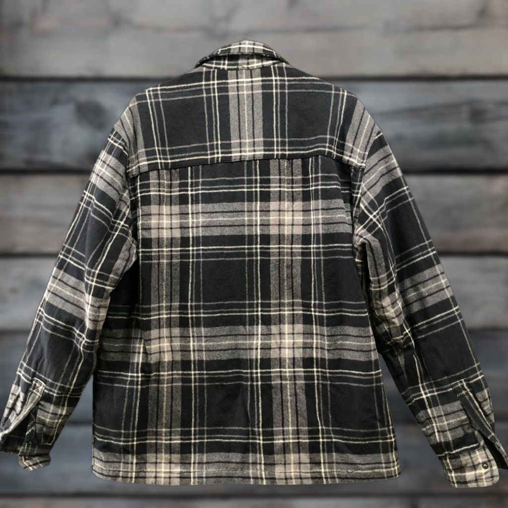 H&M H&M Shacket Mens M Relaxed Fit Gray Plaid Flannel Jacket Padded Overshirt Size US M / EU 48-50 / 2 - 1 Thumbnail