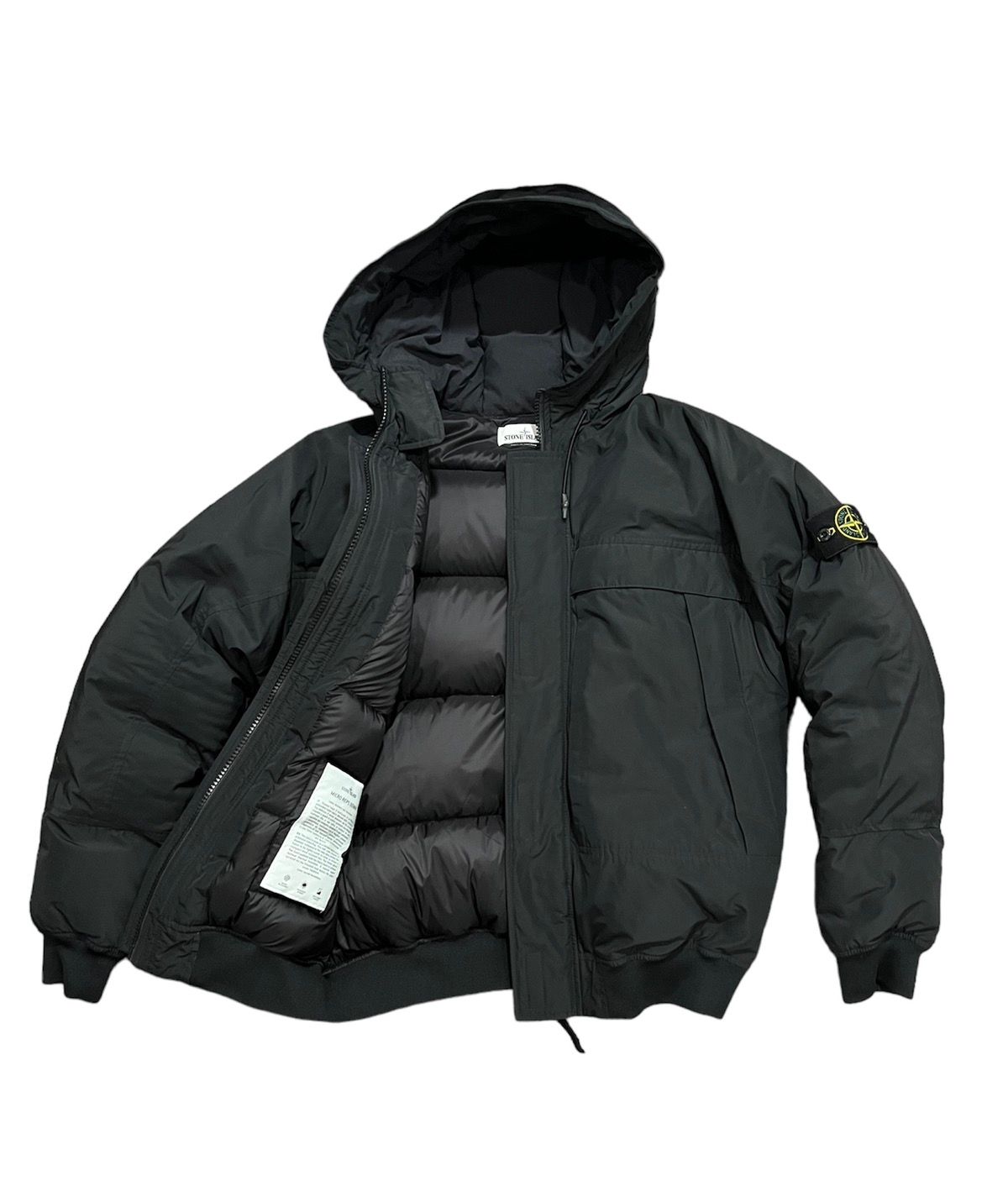 Pre-owned Stone Island 1000$  Micro Reps Short Down Puffer Jacket In Black