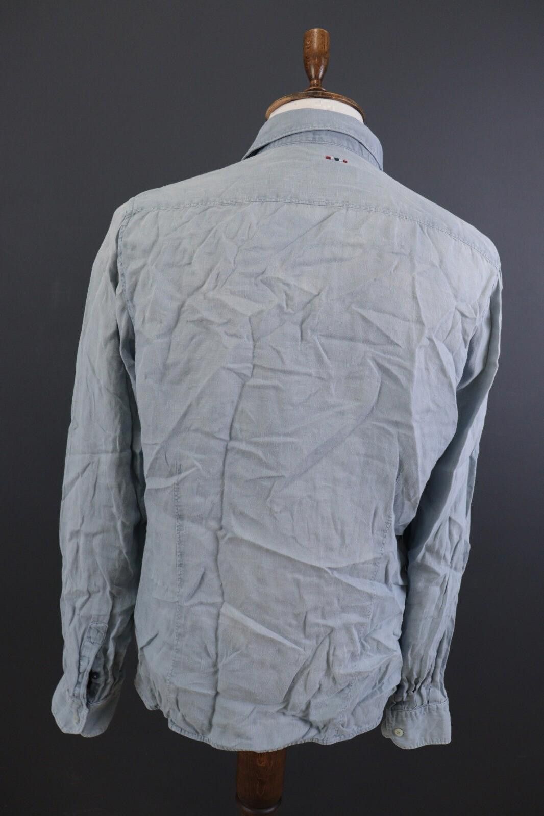 Napapijri Napapijri Slim Linen Blue Button Down Shirt Size XL Size US XL / EU 56 / 4 - 6 Thumbnail