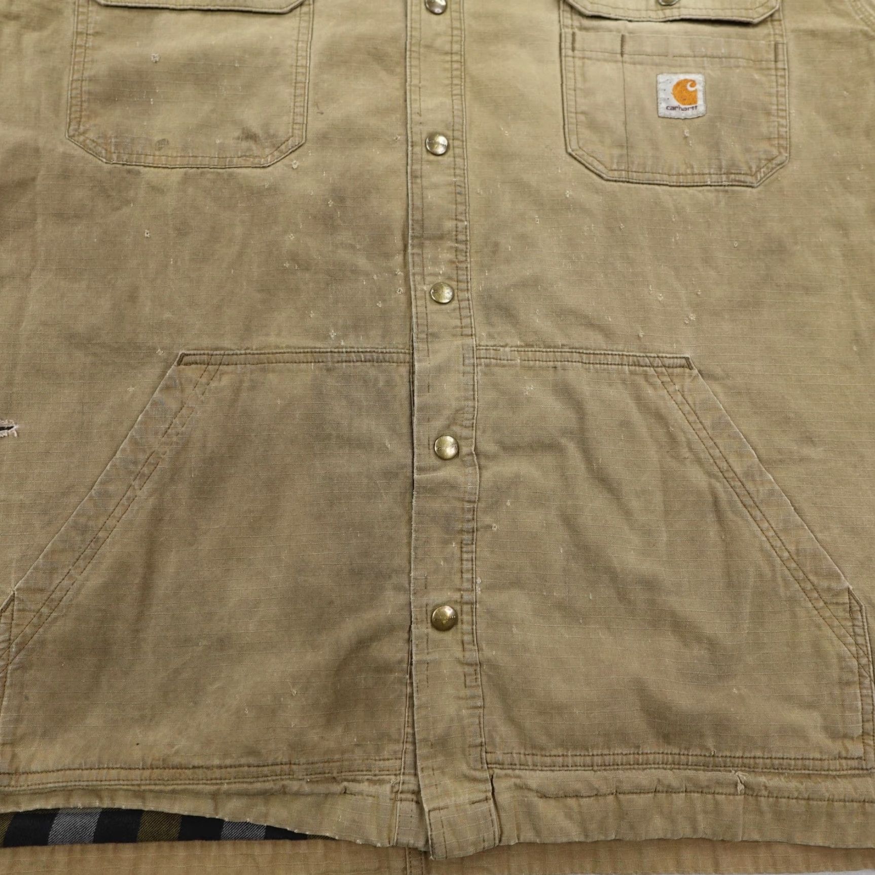 Carhartt VINTAGE Carhartt Jacket Mens 3XL Beige Flannel Lined Ripstop Overcoat Outdoor Casual Size US XXL / EU 58 / 5 - 4 Thumbnail