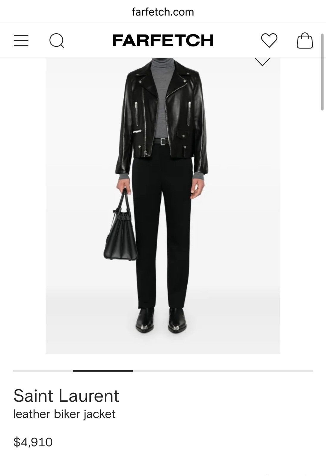 Yves Saint Laurent SAINT LAURENT PARIS LEATHER BIKER JACKET Size US XS / EU 42 / 0 - 11 Thumbnail