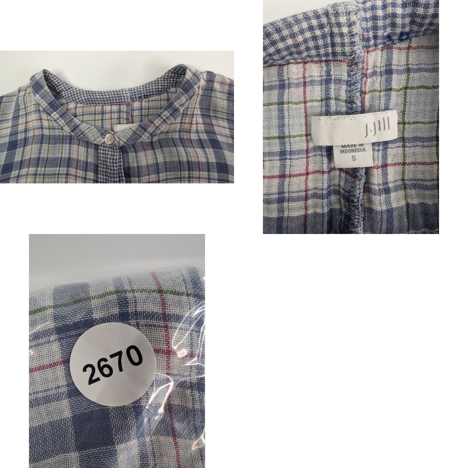 J. Jill J Jill Plaid Double Cloth Cotton Gauze Tunic Blouse Button Shirt Size Small Size S / US 4 / IT 40 - 8 Thumbnail
