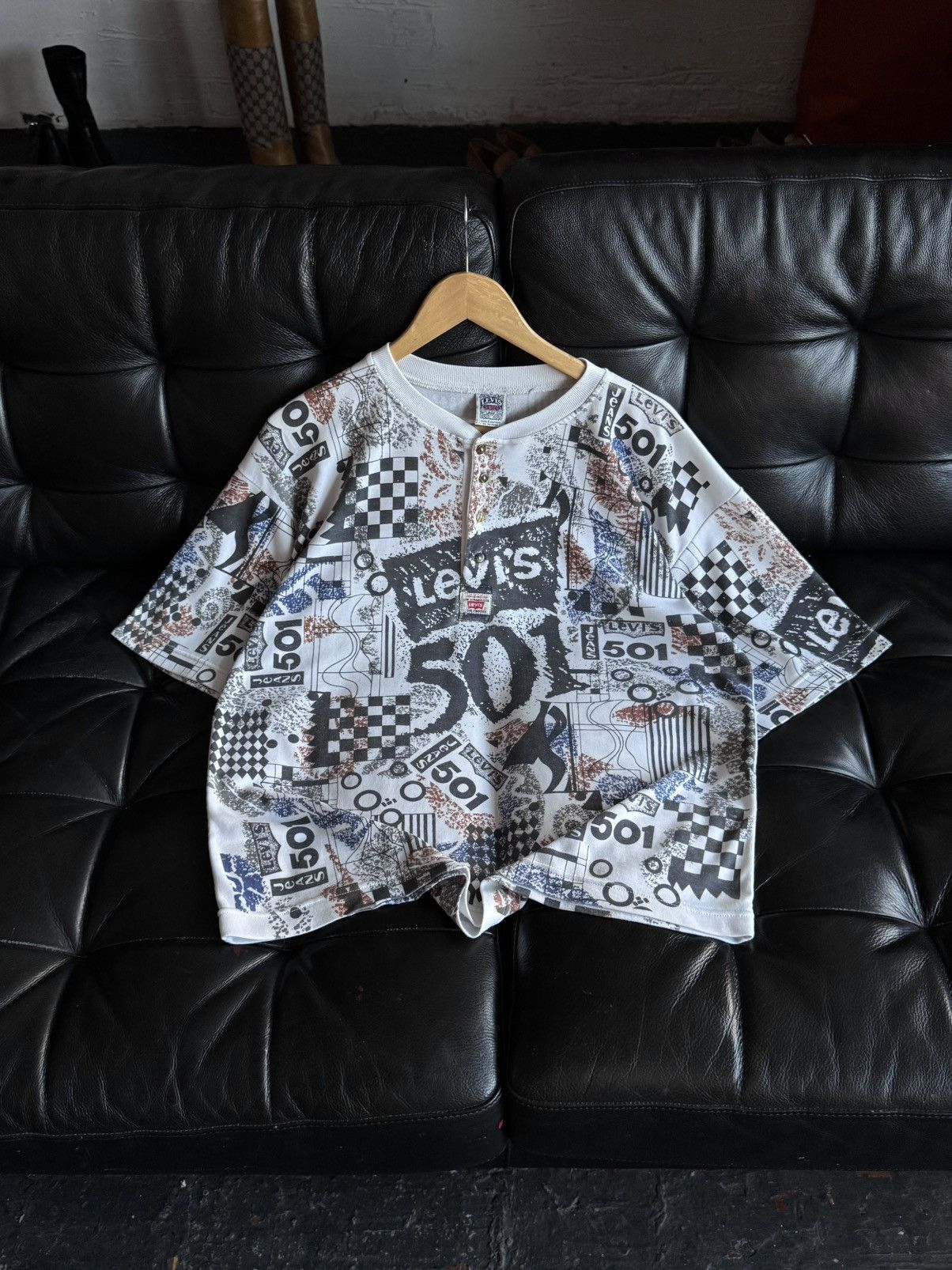 Levi's Vintage Clothing Vintage 90’s Levi’s 501 All Over Print Button Up Shirt USA Size US M / EU 48-50 / 2 - 16 Thumbnail