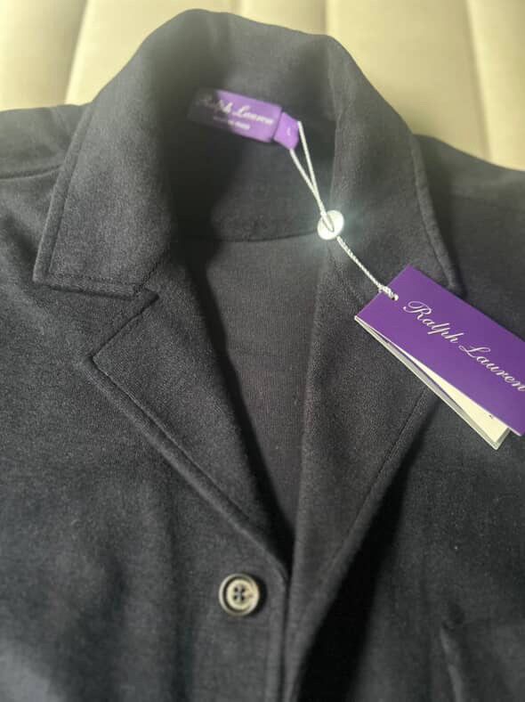 Ralph Lauren Purple Label Navy Cashmere button up Size 44L - 4 Thumbnail