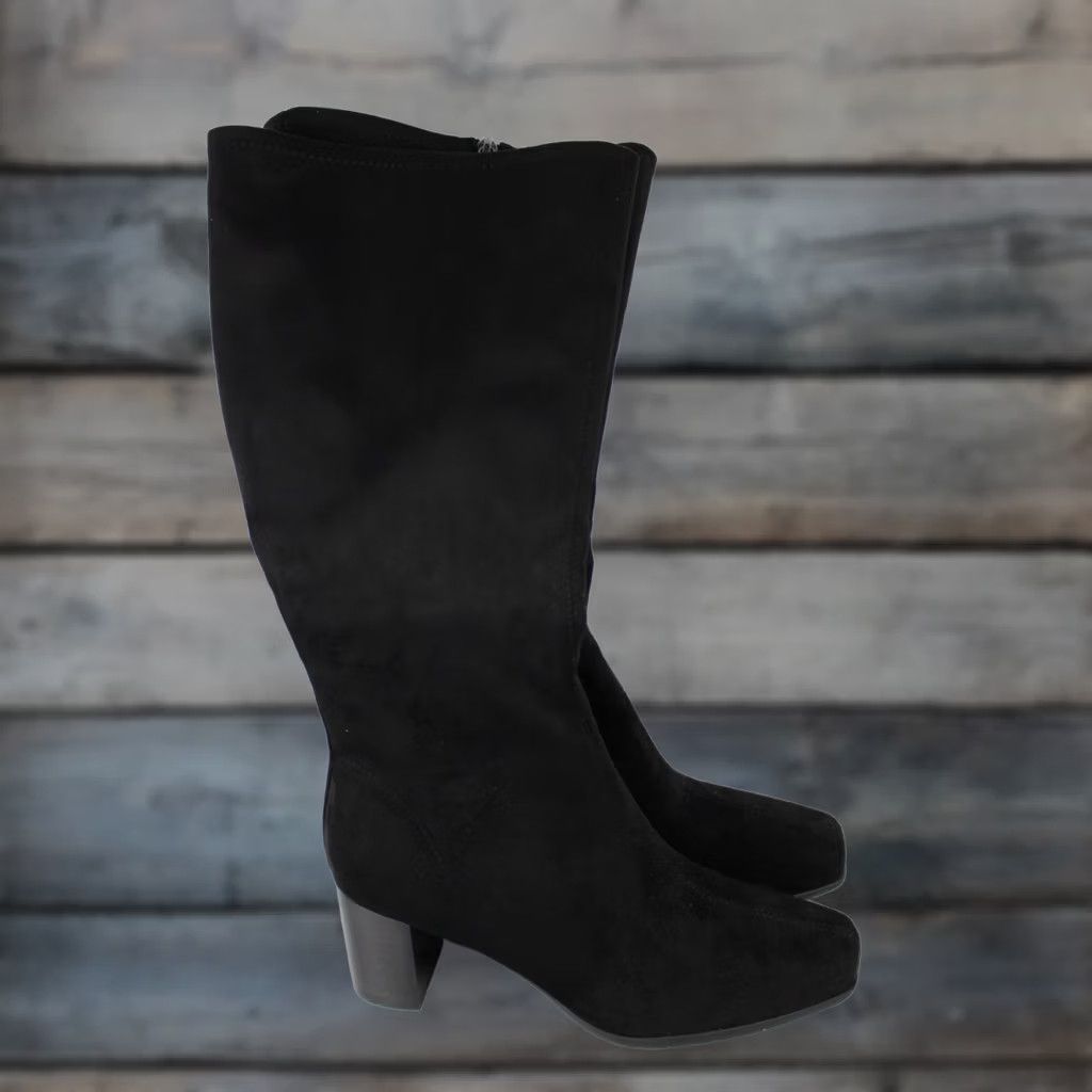 Vintage Aerosoles Women's Micah Tall Boots Size 8 WW Black Fabric Boots Size US 8 / IT 38 - 1 Thumbnail