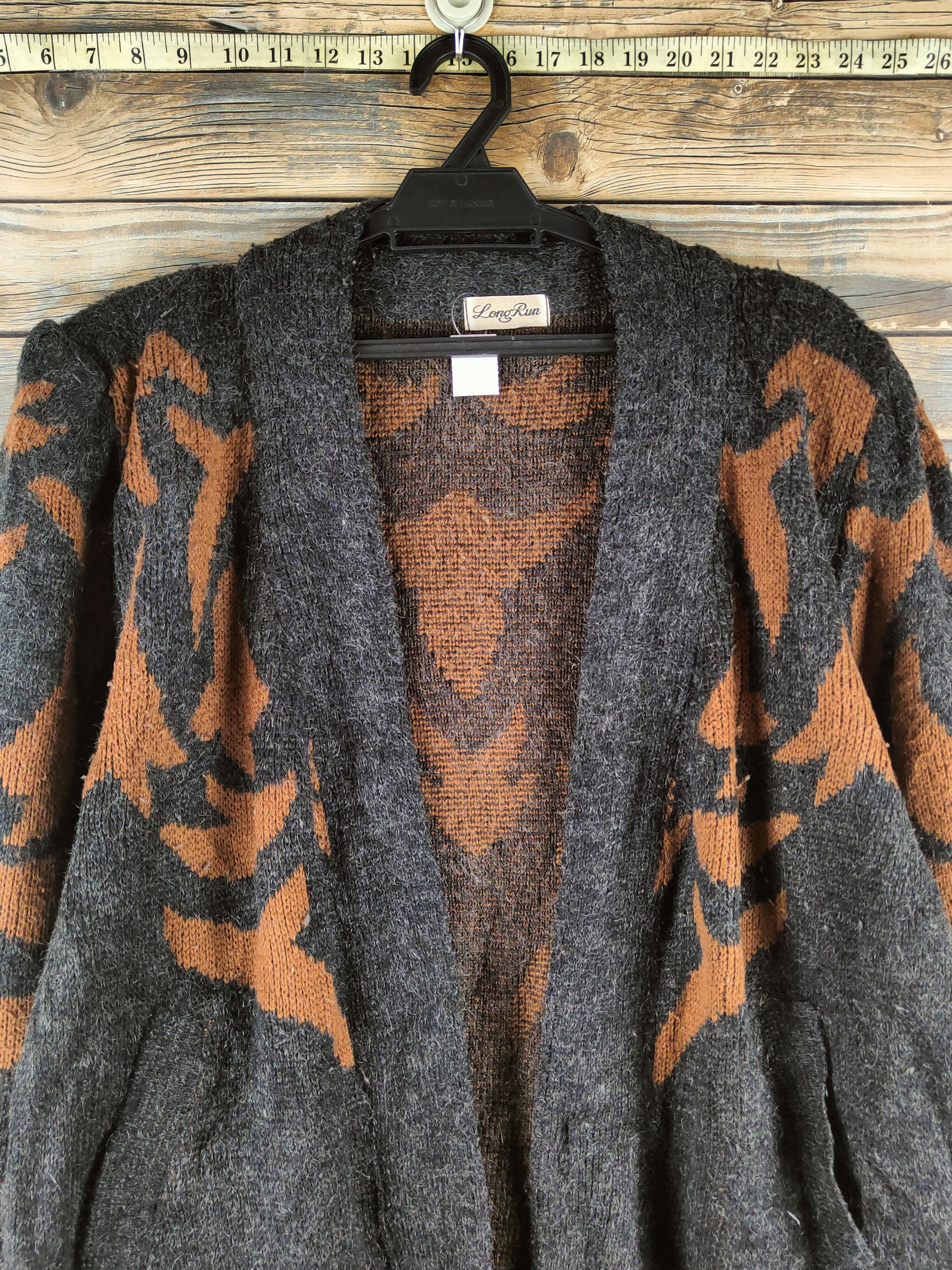 Japanese Brand DL Long Run Black Brown Knitwear Cardigans #46-426 Size L / US 10 / IT 46 - 2 Thumbnail