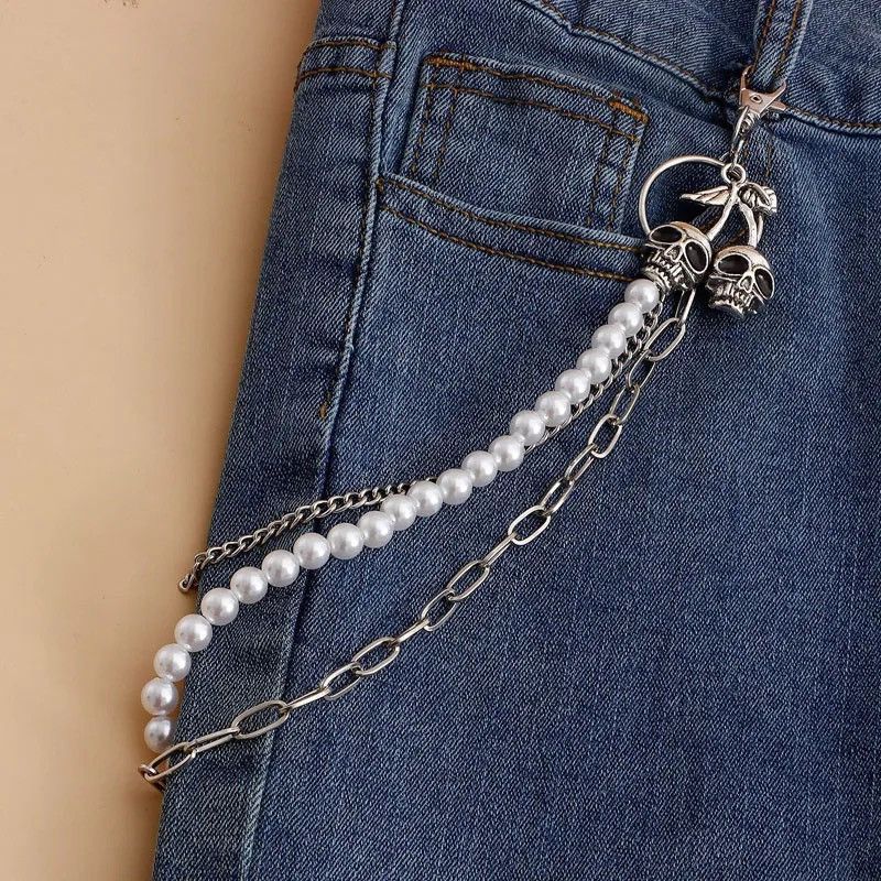 Jewelry × Vintage Punk Waist Pants Chain Wallet Chain Skull Keychain Size ONE SIZE - 4 Thumbnail