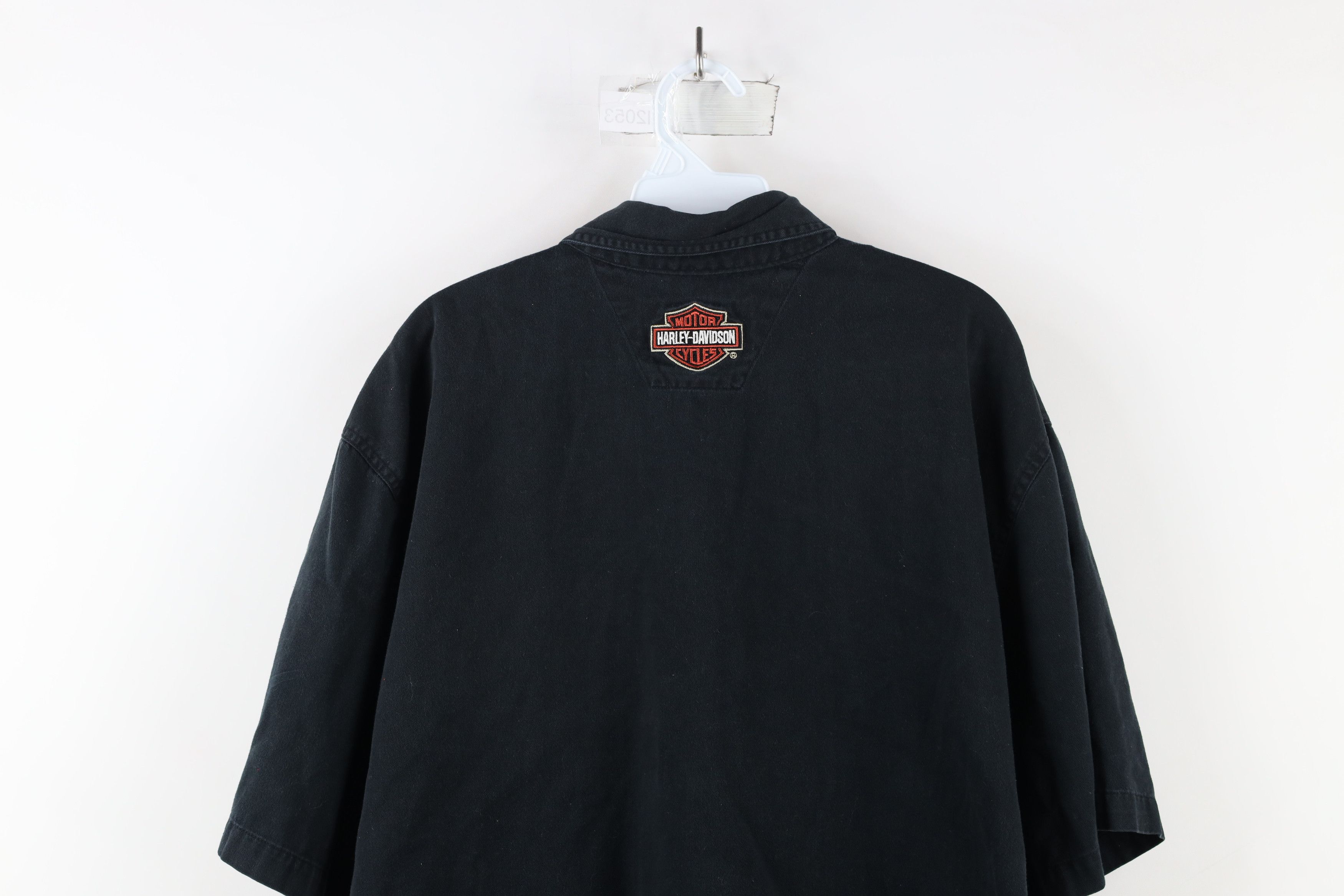 Harley Davidson × Vintage Vintage 90s Harley Davidson Spell Out Mechanic Button Shirt Size US L / EU 52-54 / 3 - 12 Thumbnail