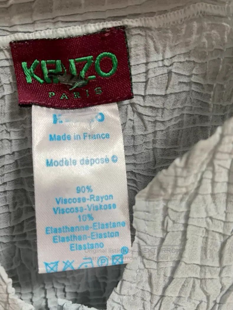 Kenzo Kenzo Vintage Light Blue Kite Texture Pleated Shirt Size M / US 6-8 / IT 42-44 - 6 Thumbnail