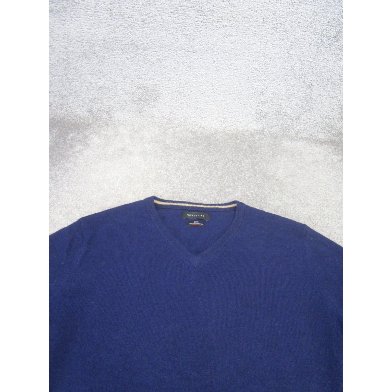 Vintage Cortefiel Sweater Mens Large V Neck Knit Wool Blend Blue Pullover Size US L / EU 52-54 / 3 - 2 Thumbnail