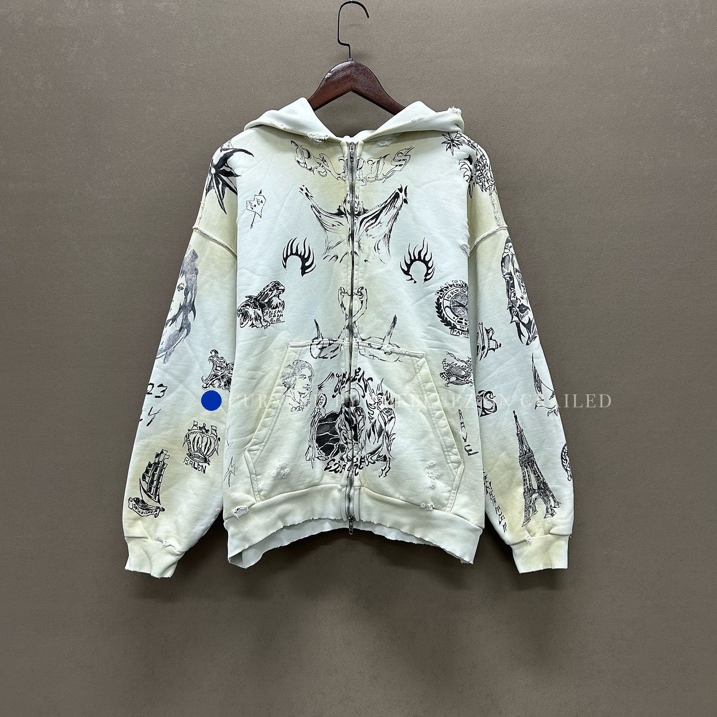 Balenciaga balenciaga soccer zip-up hoodie miami cream white | Grailed