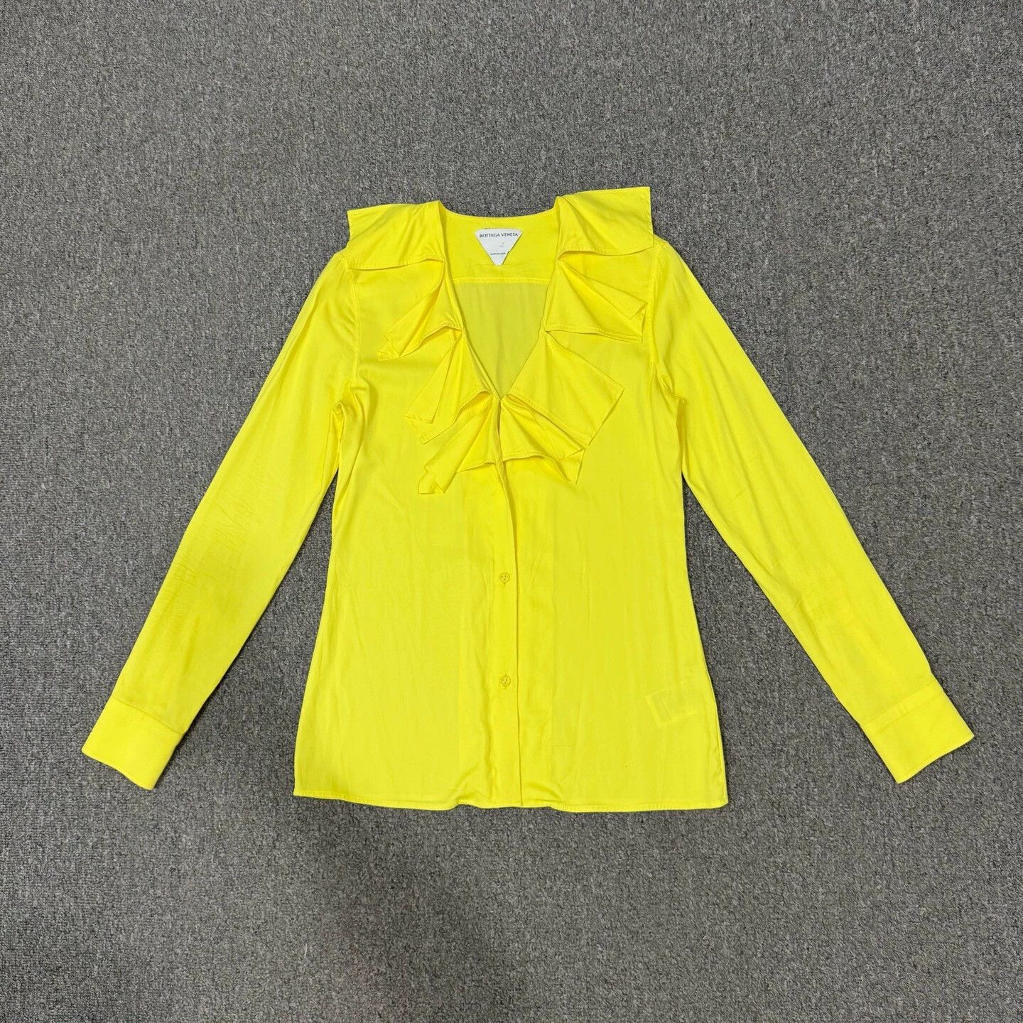 Bottega Veneta Bottega Veneta Yellow Fringe Long-Sleeve Shirt 38 Mint Size S / US 4 / IT 40 - 1 Thumbnail