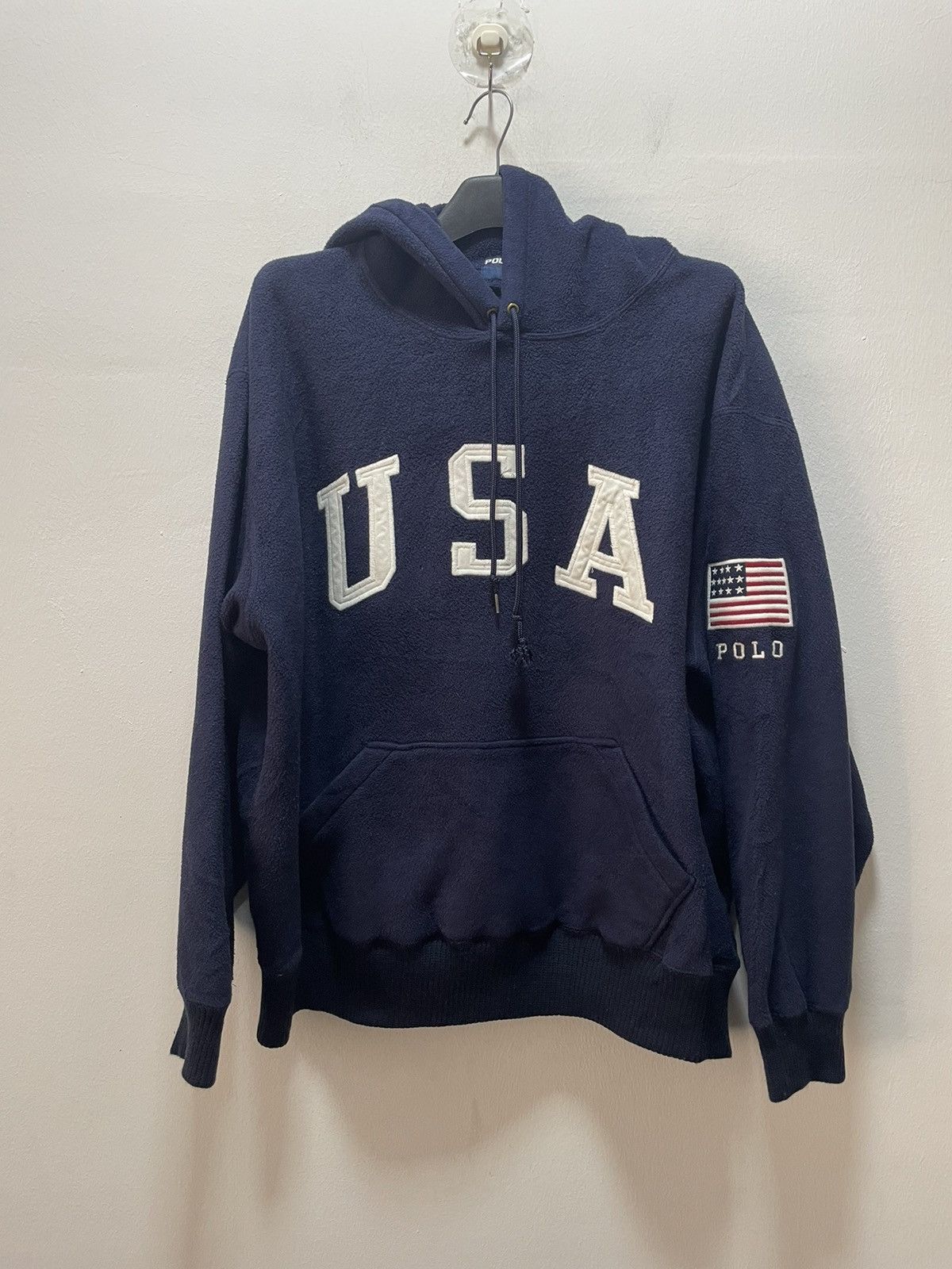 Polo Ralph Lauren Vintage POLO RALPH LAUREN Hoodie Fleece USA Spellout Size US L / EU 52-54 / 3 - 1 Thumbnail