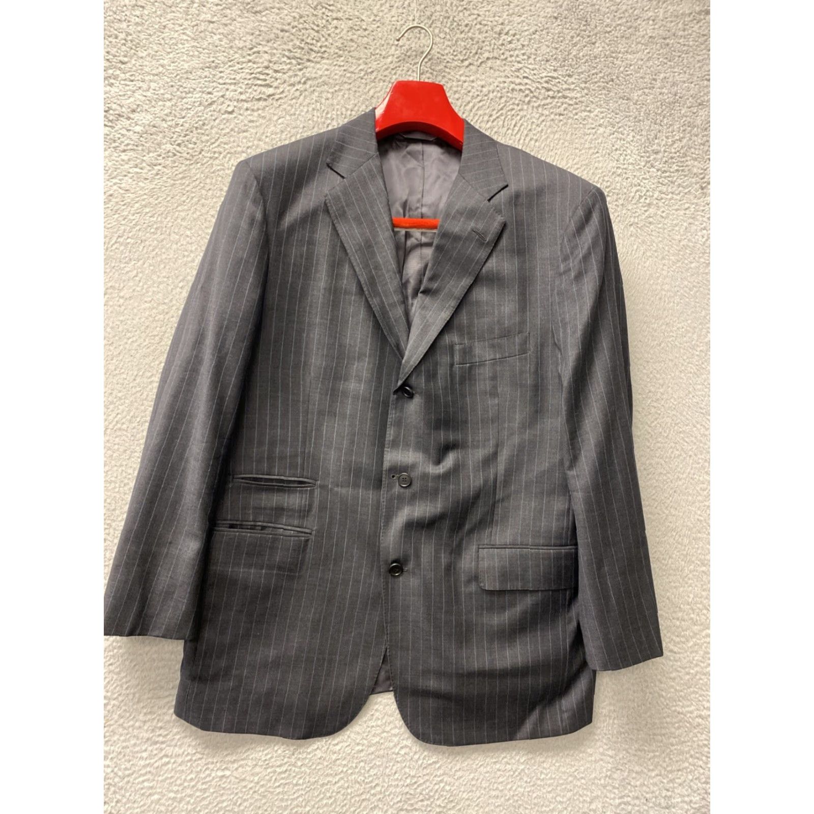 Brooks Brothers VINTAGE Brooks Brothers Suit Gray Striped 2 Piece Mens 46R Regular Blazer Jacket Dress Pants Size 46R - 2 Thumbnail