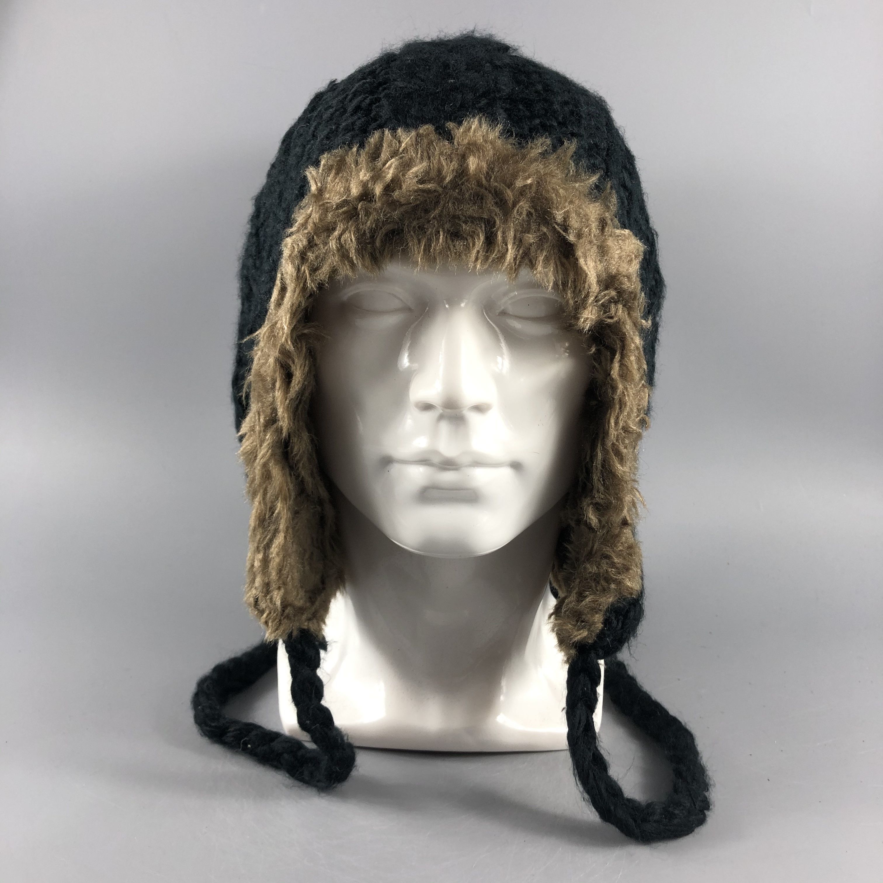image of Vintage 2Oz Ear Flap Hat Beanie Snow Hat Snow Cap -D287 in Black, Men's