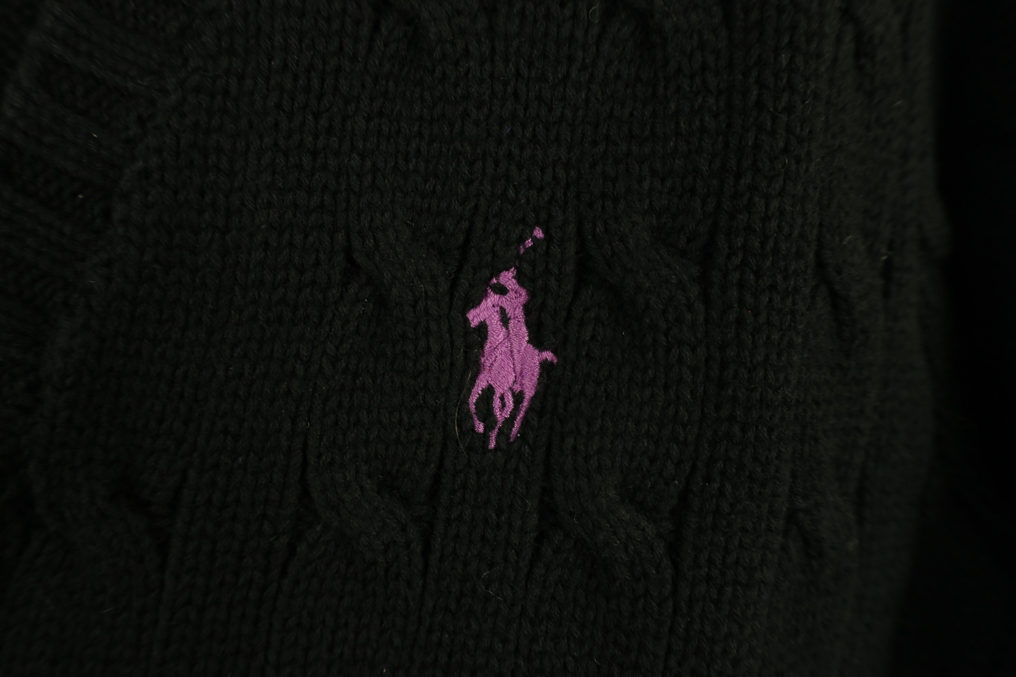 Ralph Lauren × Vintage Vintage 90s Ralph Lauren Cable Knit V-Neck Sweater Black Size L / US 10 / IT 46 - 4 Thumbnail