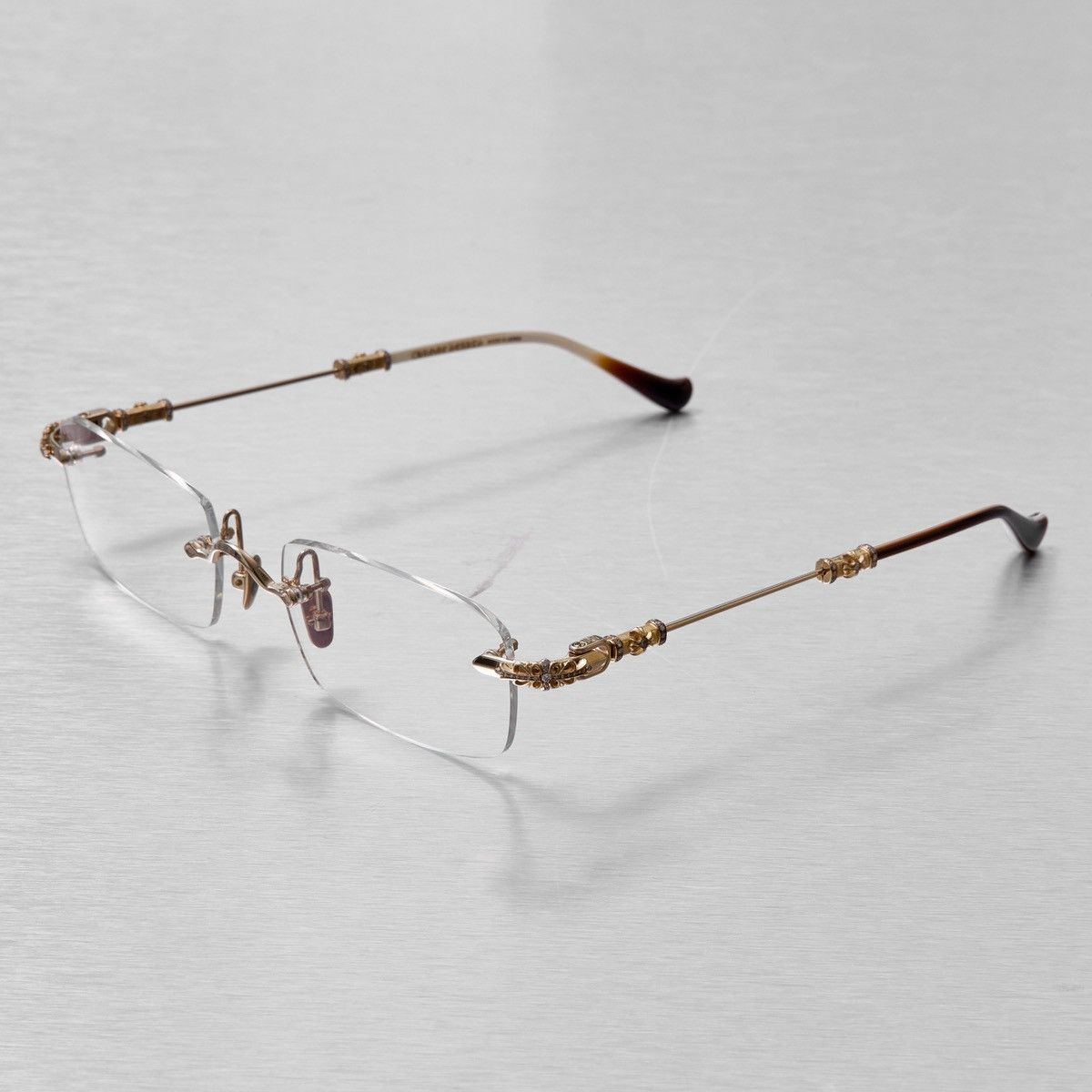 【超希少】Chrome Hearts THREE BOB Rimless Chrome Hearts Style Pills iii Titanium Rimless Glasses