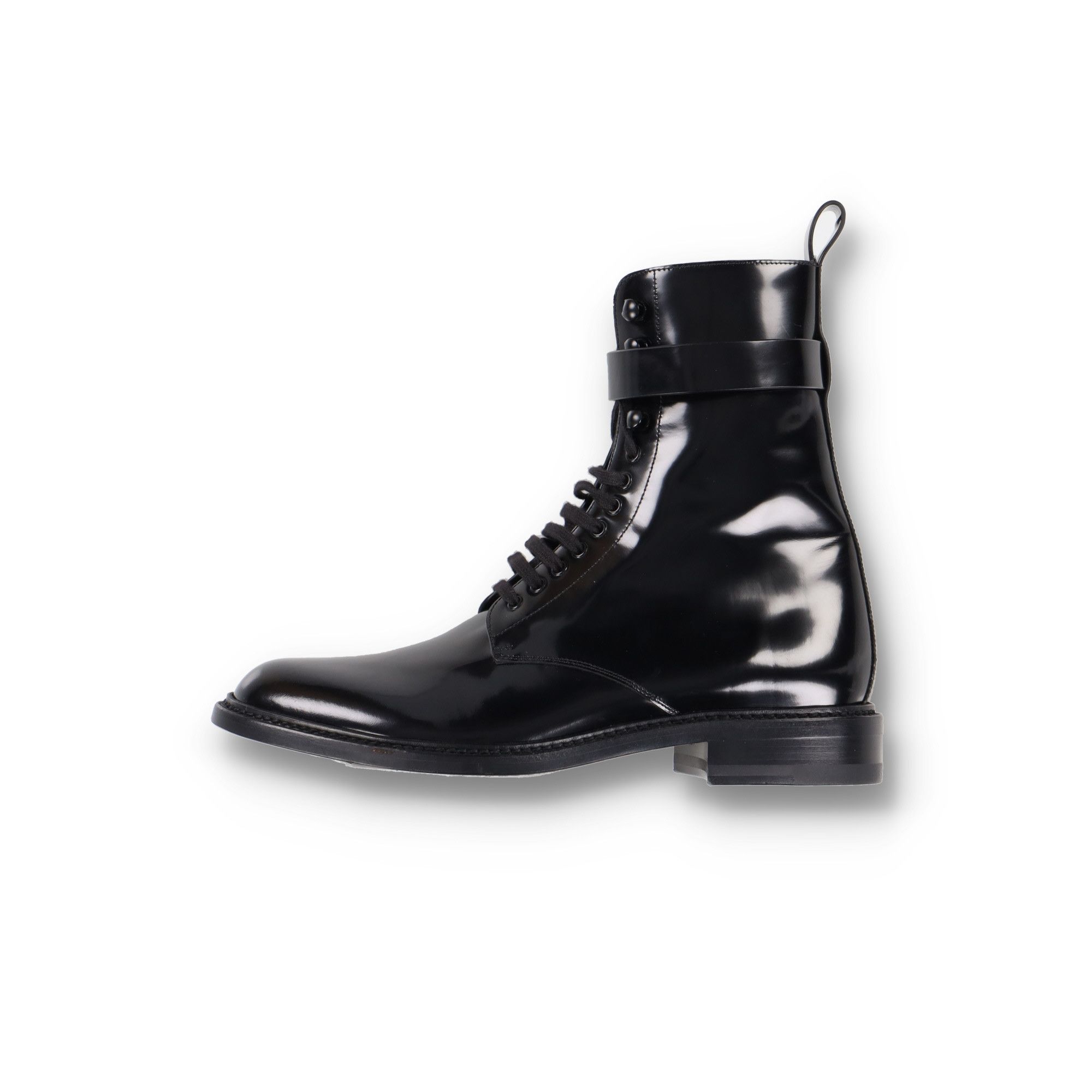 Saint Laurent Paris Black Army 20 Glazed Leather Boots Size US 7 / EU 40 - 1 Thumbnail