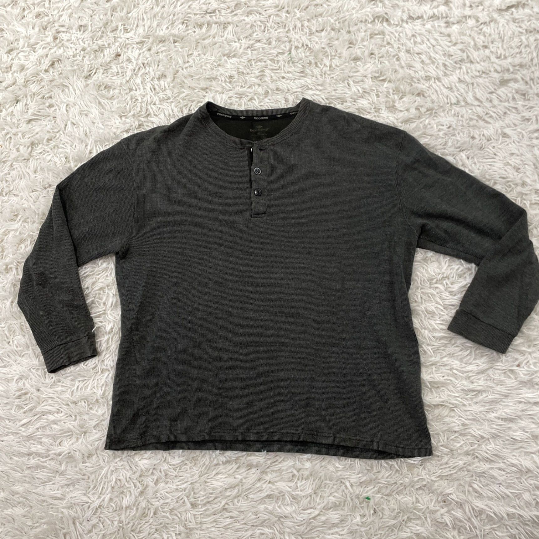Dockers DOCKERS Henley Thermal Mens L Gray Charcoal Ribbed Long Sleeve Essential Basic L Shirt Mens Size US L / EU 52-54 / 3 - 3 Thumbnail