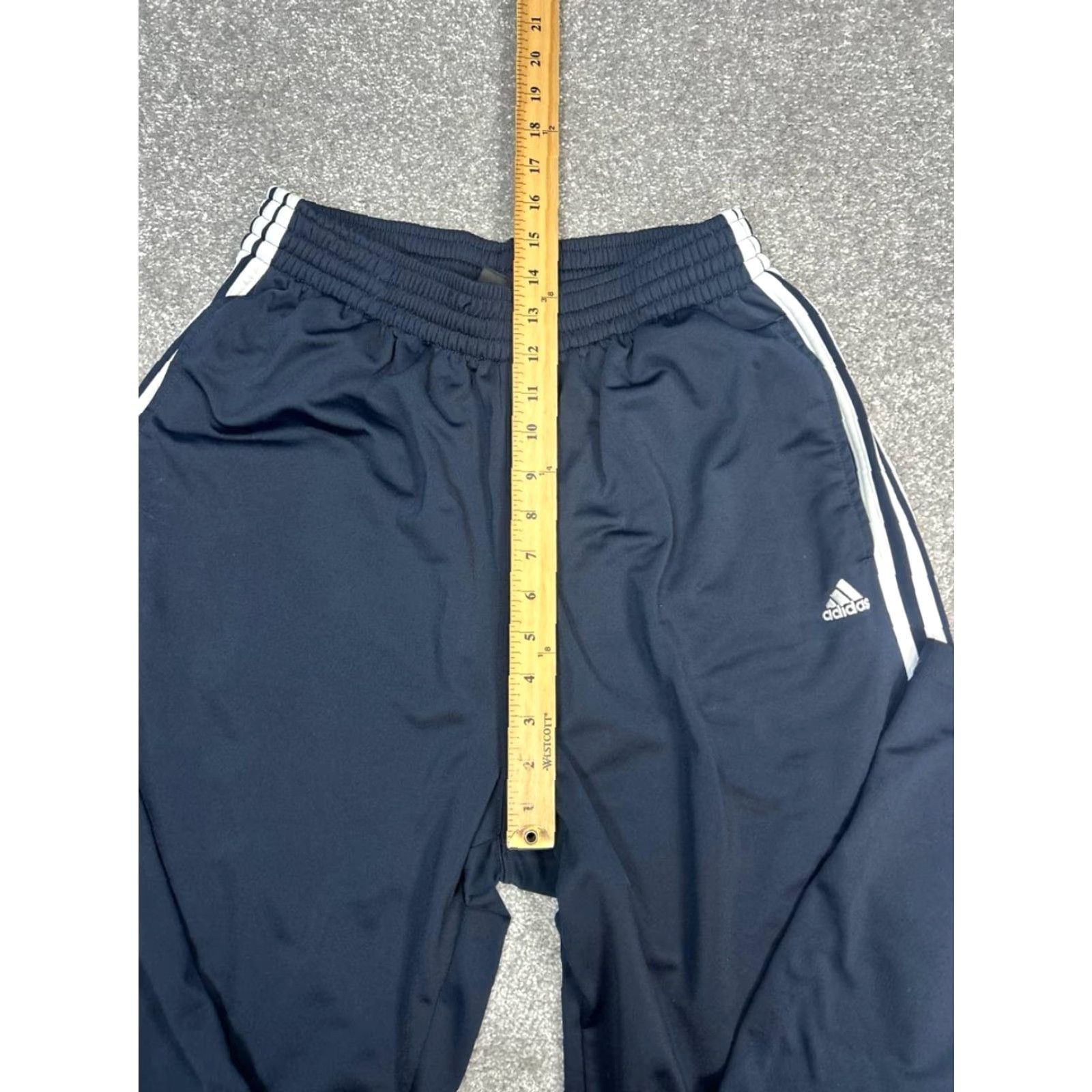 Adidas adidas Track Pants Men 38 Blue White 3 Stripes Drawstring Training Gym Pants Size US 26 / EU 42 - 3 Thumbnail