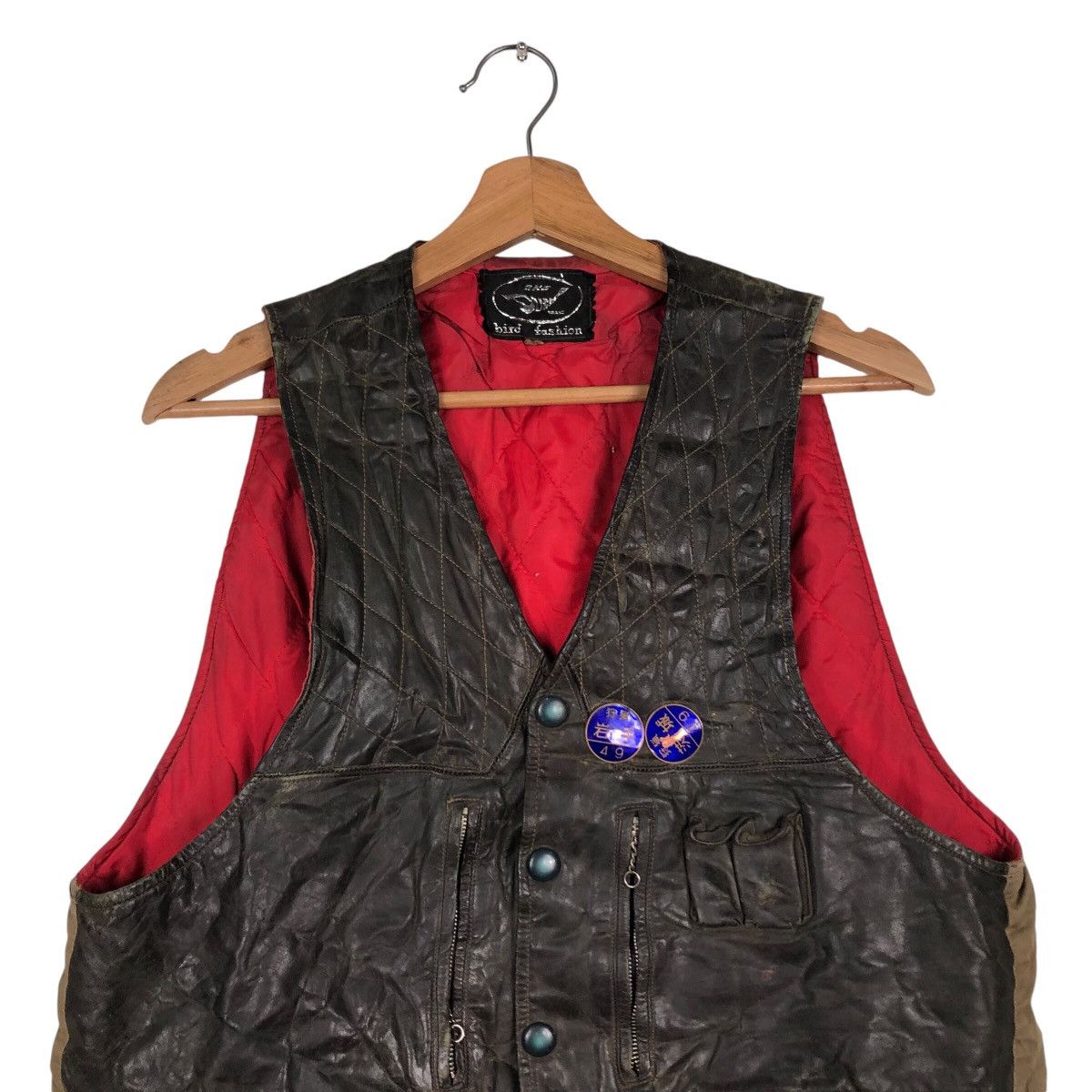 Japanese Brand 📌Skd Brand Bird Fashion Leather Biker Vest Multi Pocket Size US M / EU 48-50 / 2 - 4 Thumbnail