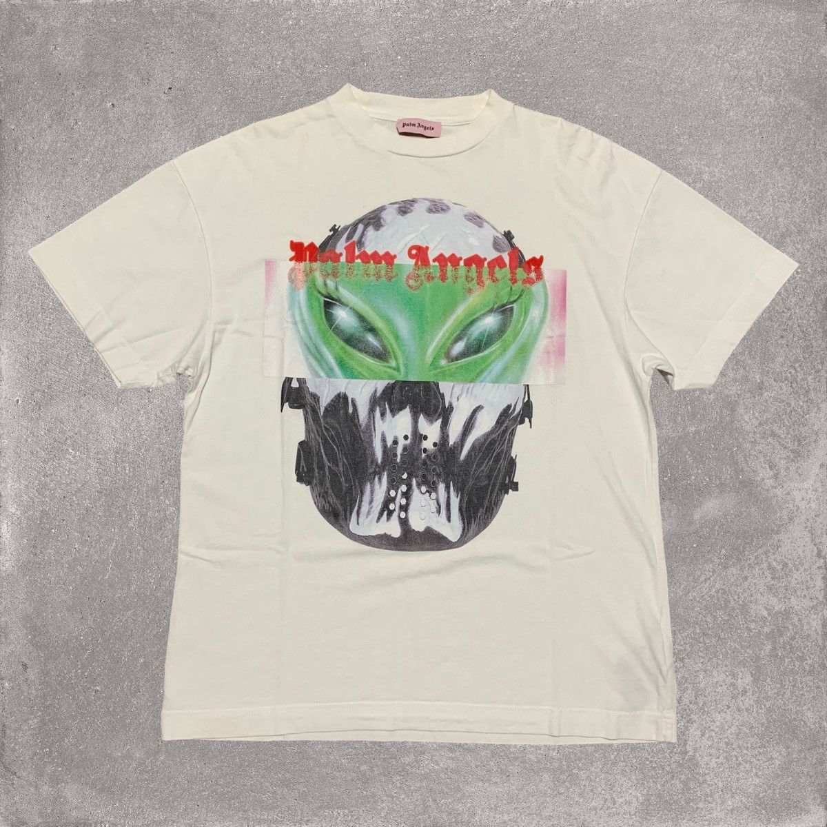 image of Palm Angels Medium Alien White Tee, Men's