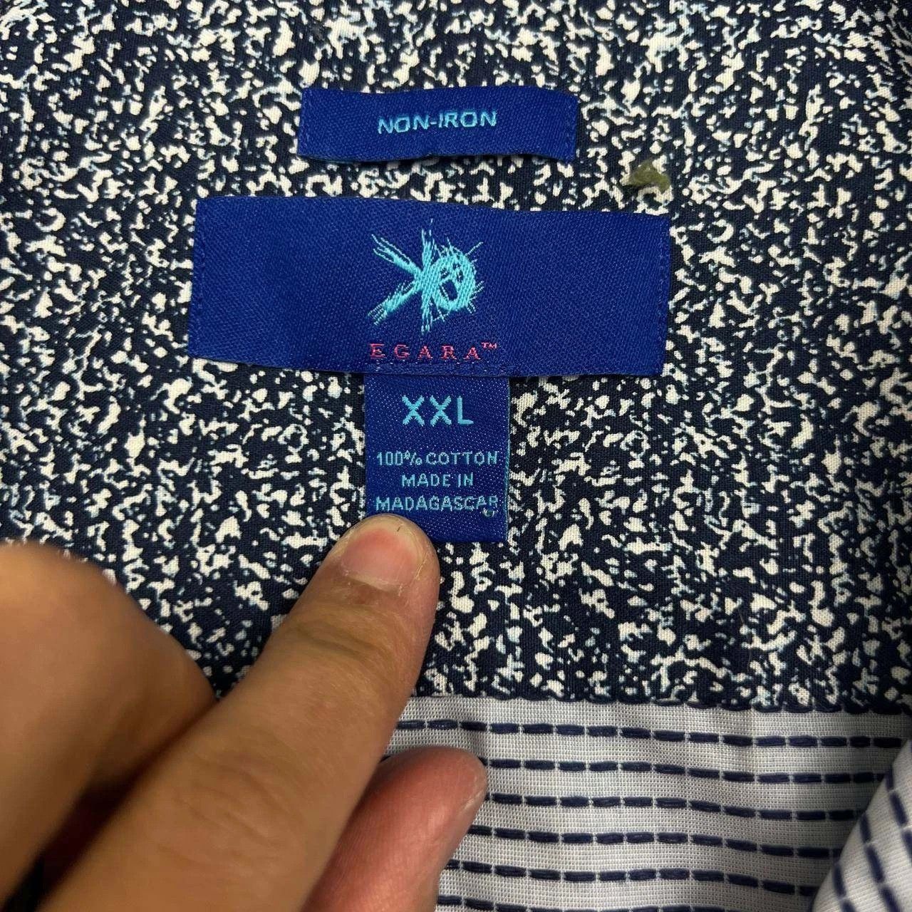 Egara Egara Button Up Shirt Men Blue Non-Iron Collared Cotton 2XL Size US XXL / EU 58 / 5 - 9 Thumbnail