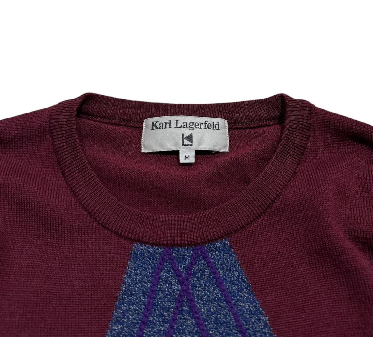 Karl Lagerfeld × Vintage British Argyle Knit Sweater Size US M / EU 48-50 / 2 - 2 Thumbnail